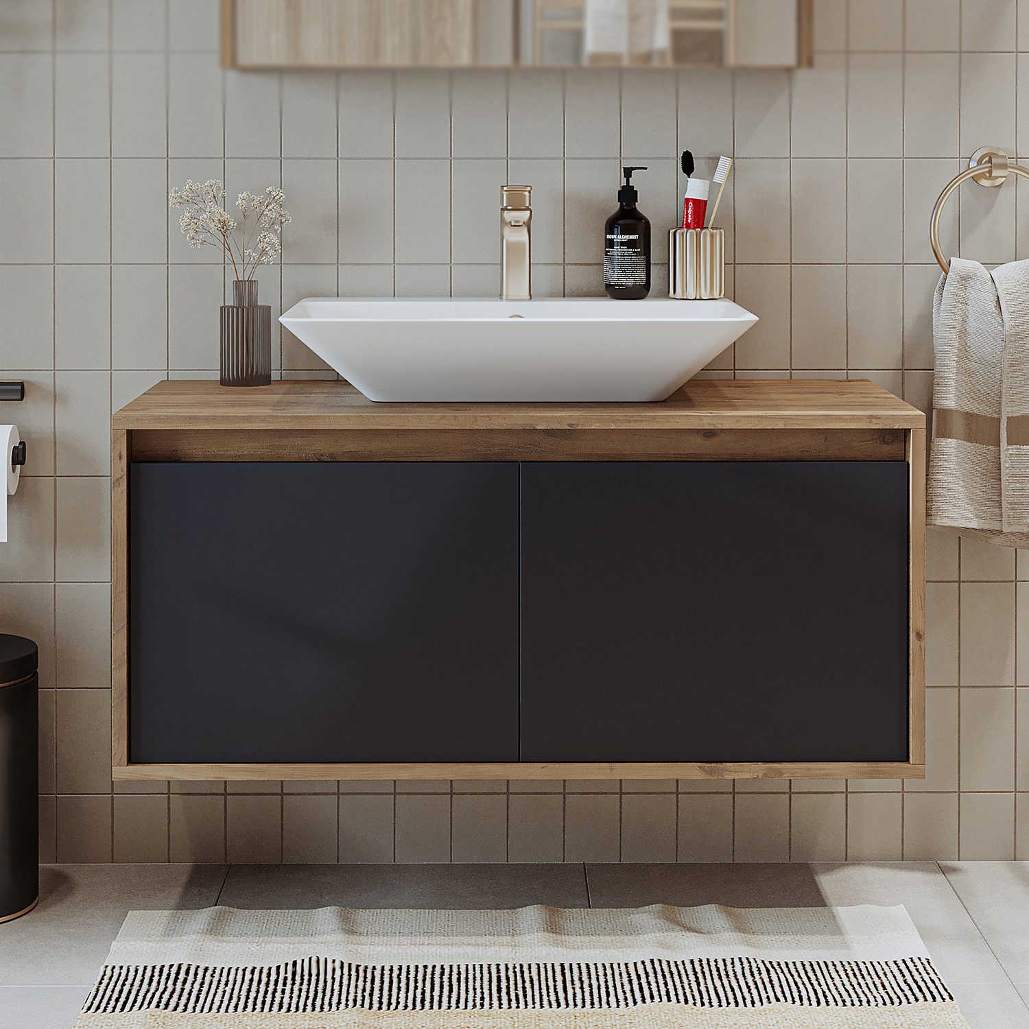 Roomart Badmöbel-Set, (Badezimmermöbel ATLANTIC 100cm in günstig online kaufen