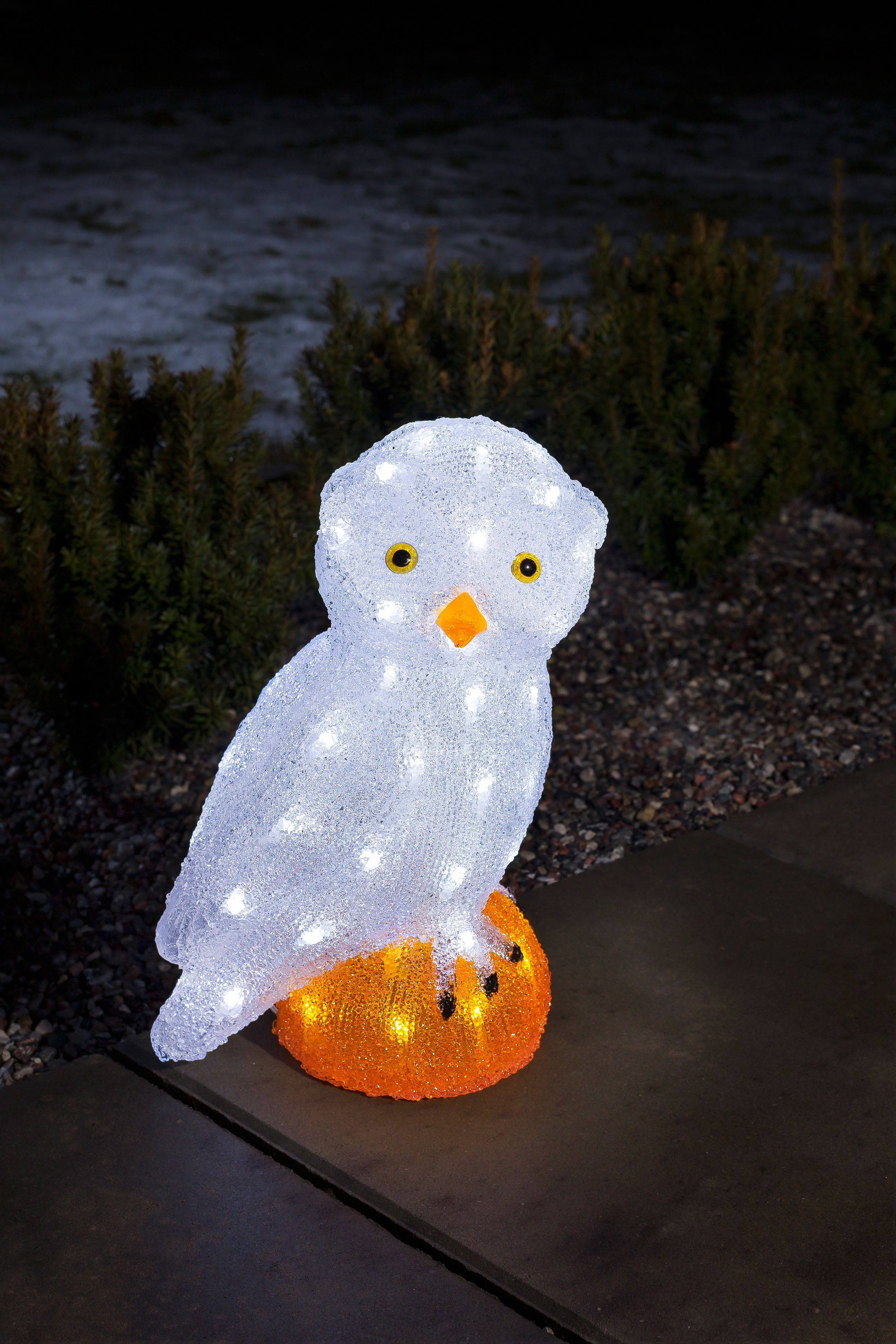 Befürworter KONSTSMIDE Weihnachtsfigur (1 weiße kalt Weihnachtsdeko St), Acryl LED aussen 56 Eule, groß, Dioden