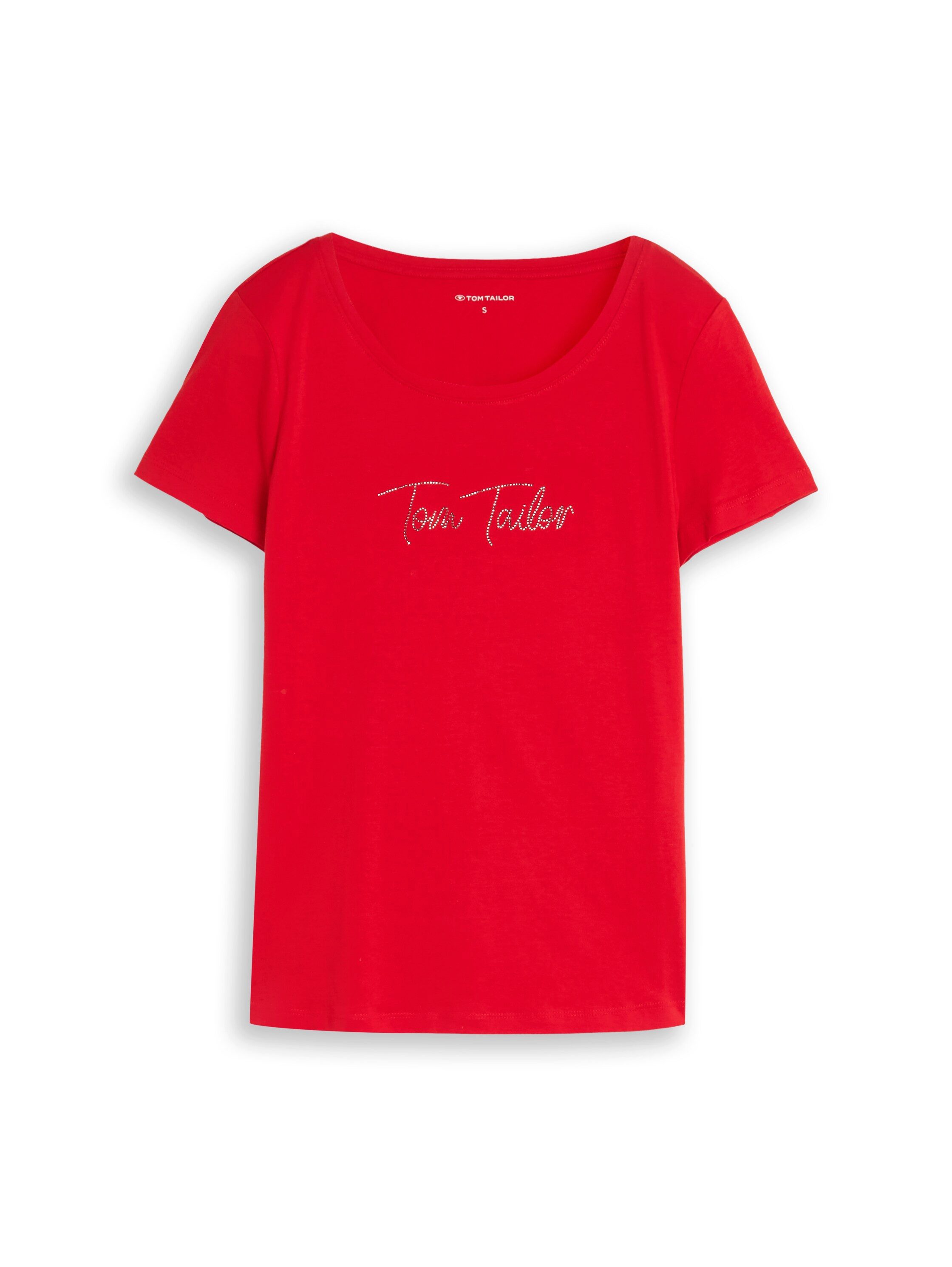 TOM TAILOR Kurzarmshirt Sommershirt mit Glitzer-Wording – Bild 4 von 5
