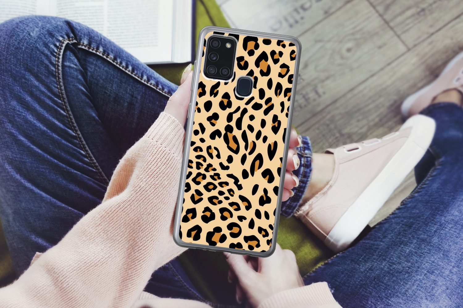 MuchoWow Handyhülle für Samsung Galaxy A21s Tiermuster - Panther - Leopard, Smartphone-Bumper, Print, Handy Schutzhülle Dünn
