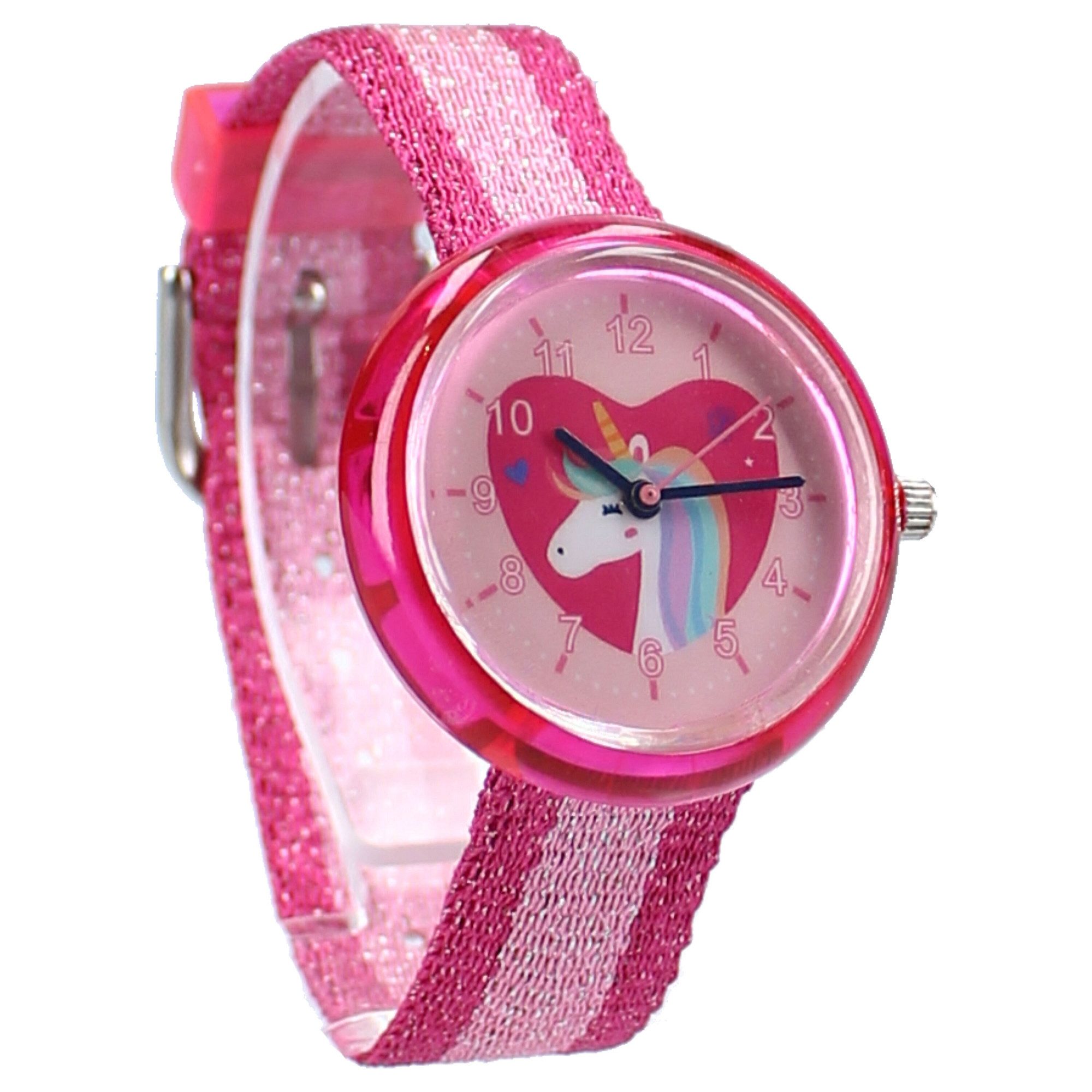 Quarzuhr Prêt Kids Time! Kinderuhr – Einhorn-Design, Glitzer-Armband