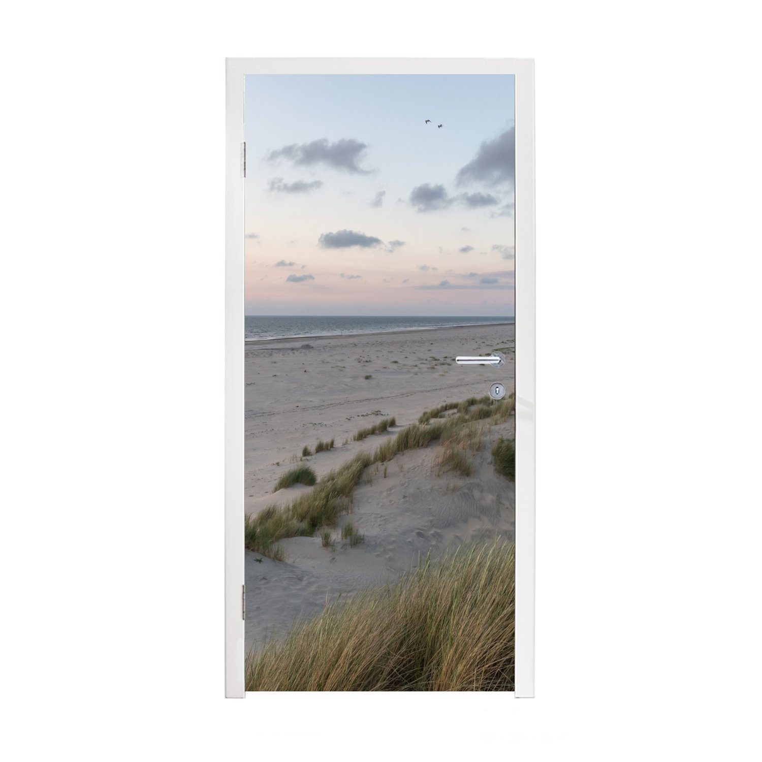MuchoWow Türtapete Der Strand und die Dünen von Ameland, Matt, bedruckt, (1 St), Fototapete für Tür, Türaufkleber, 75x205 cm