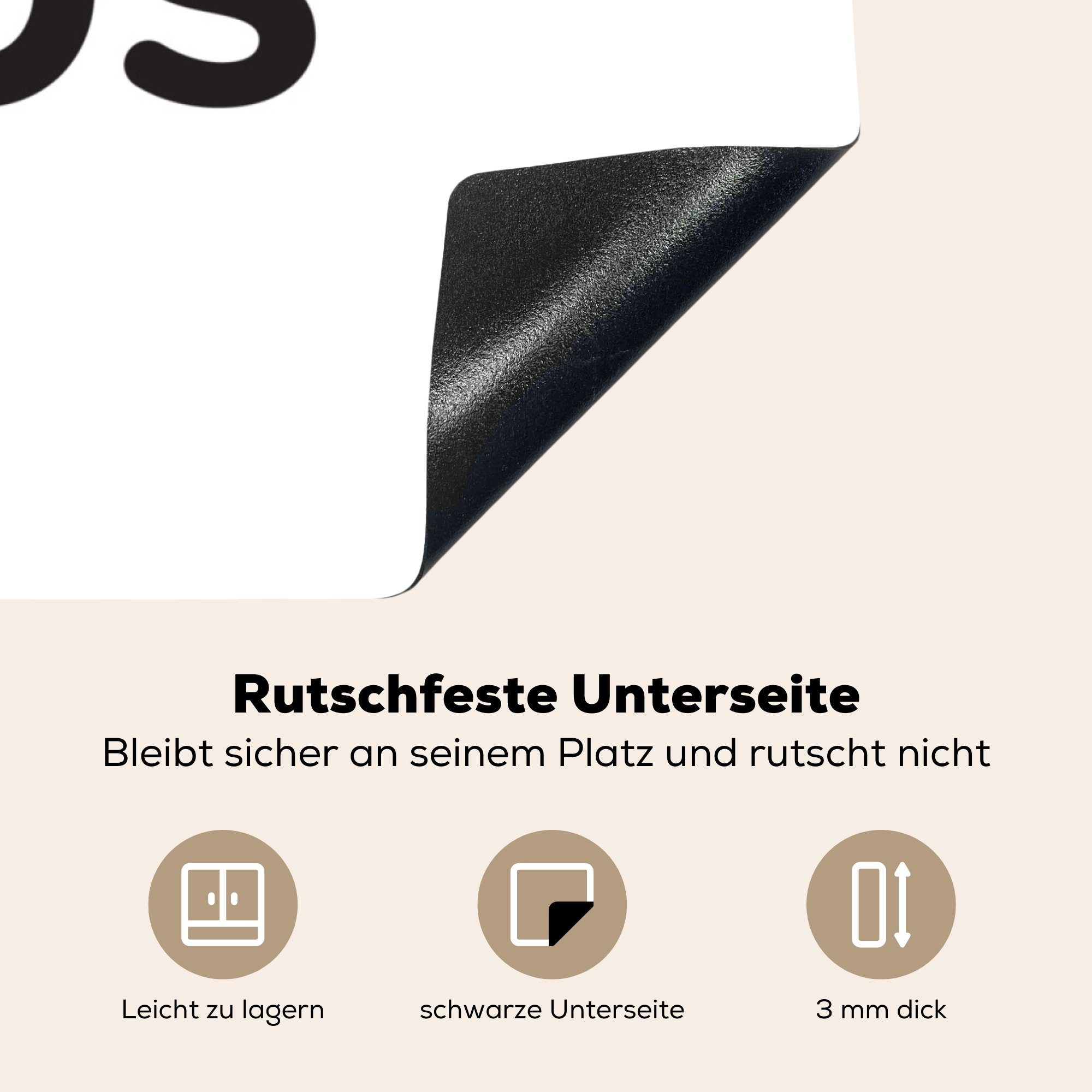 Herdblende-/Abdeckplatte Vinyl, - Ich (1 cm, Mädchen, Ceranfeldabdeckung, - Arbeitsplatte küche für MuchoWow Rose 78x78 tlg), liebe