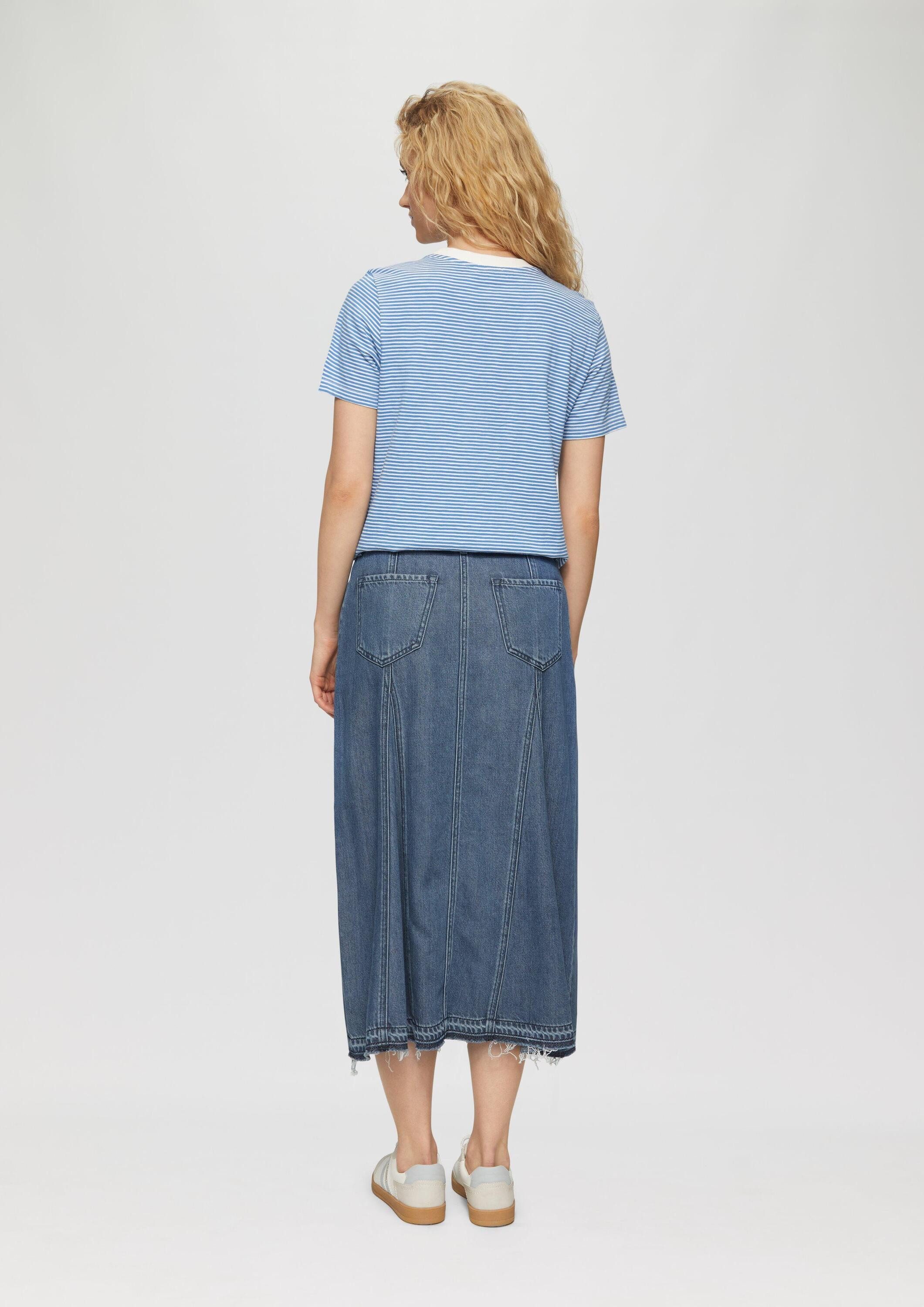 s.Oliver Midirock Rock Ausgestellter Midirock aus Denim mit ausgefranstem Saum
