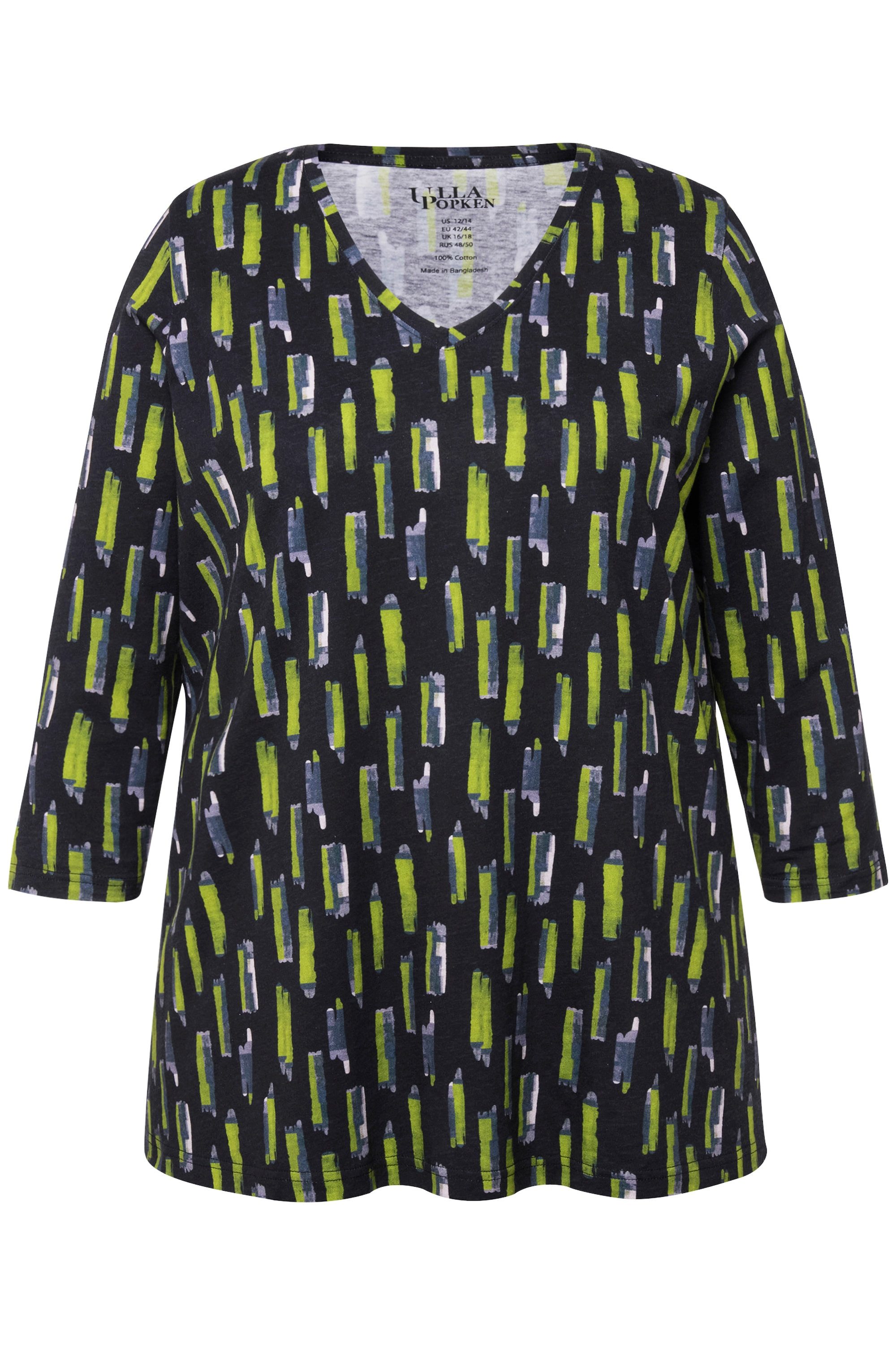 Ulla Popken Longshirt Longshirt A-Linie V-Ausschnitt günstig online kaufen