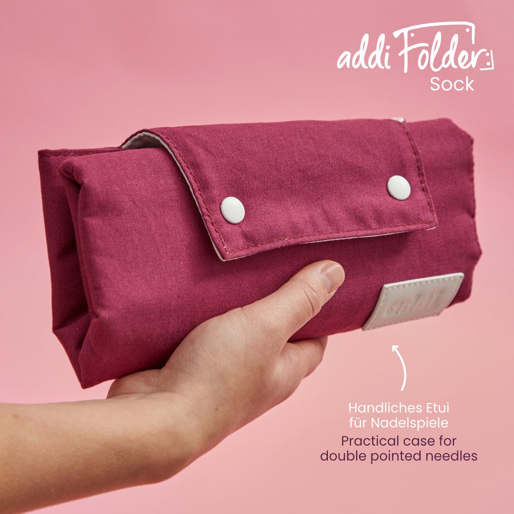 addi Strumpfstricknadeln addiFolder Sock Nadelspiel-Etui aus Baumwolle (ohne Inhalt), Baumwoll-Etui für Nadelspiele bis 8 mm und 23 cm Länge