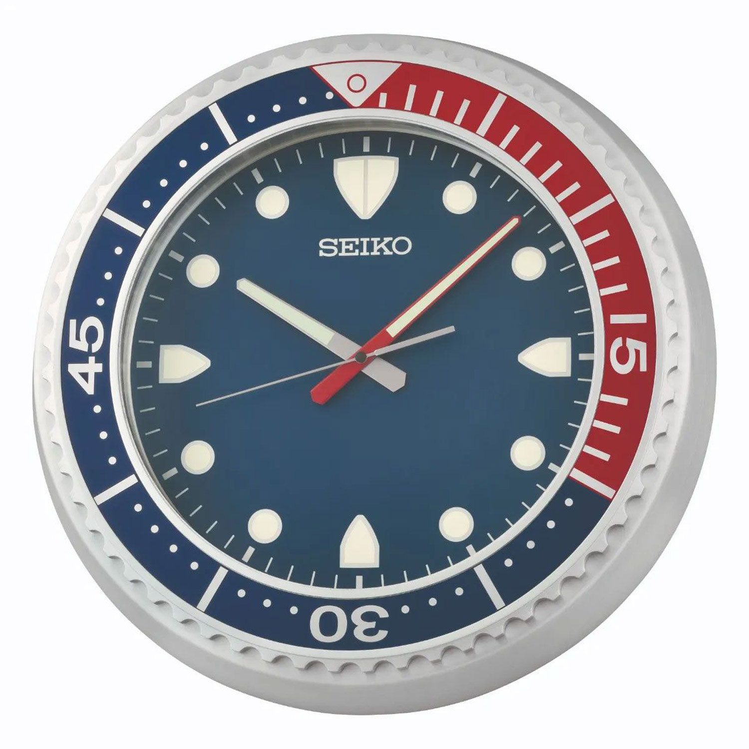 Seiko Wanduhr Quarz mit Leisegang Blau/Rot