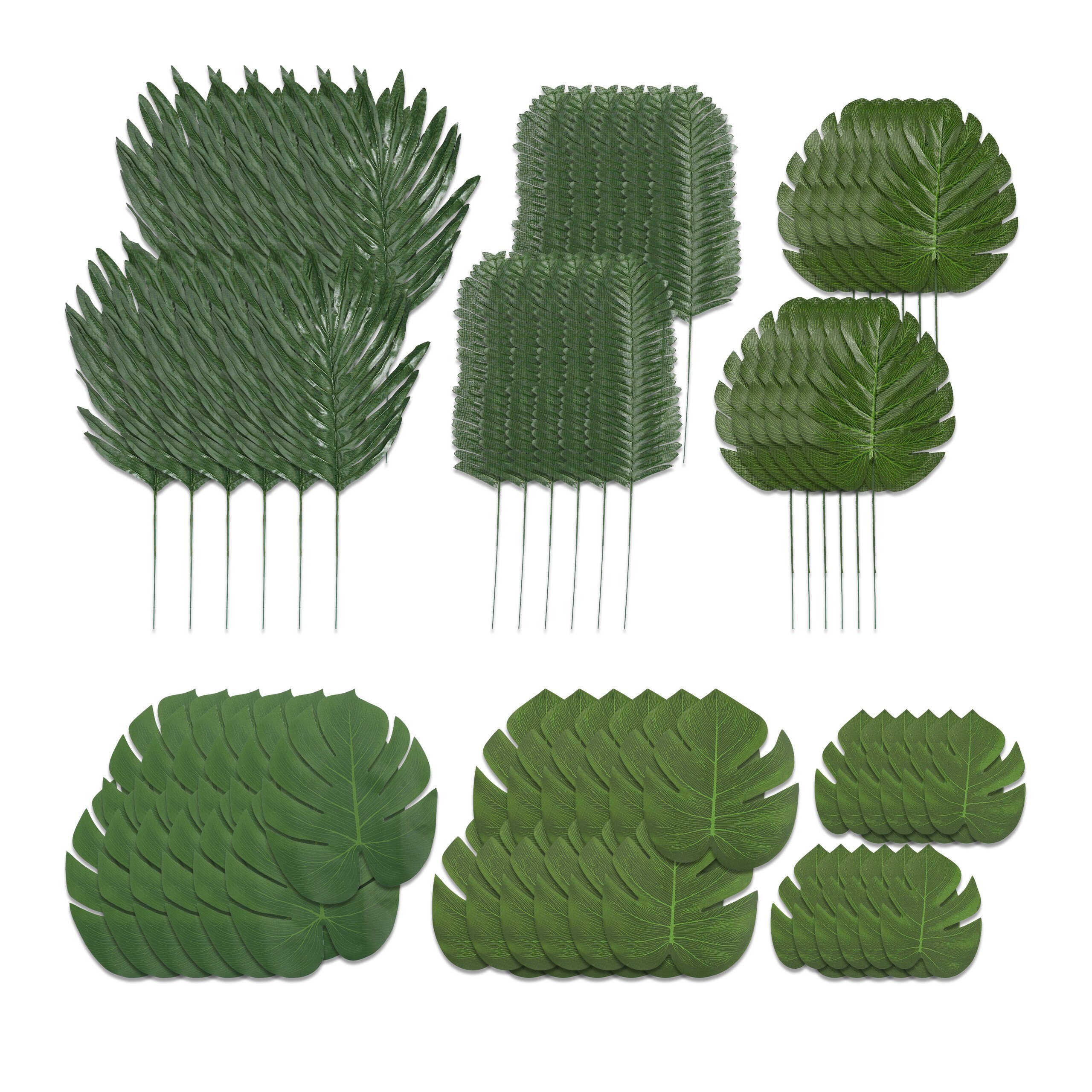 Kunstpflanze Tropische Blätter 72er Set, relaxdays, günstig online kaufen
