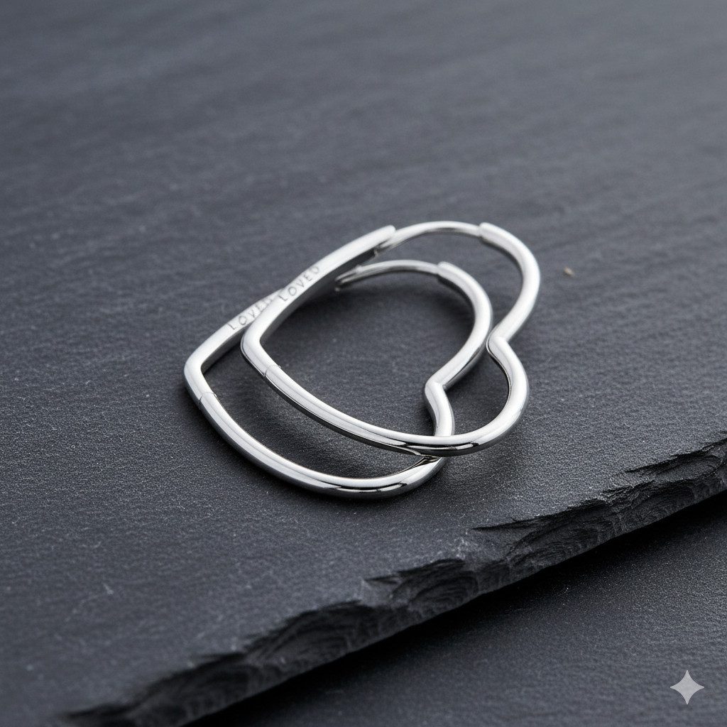 Taffstyle Paar Creolen Herz Creolen 925 Sterling Silber Ohrringe Damen Ohrhänger (Ohrringe Creolen Frauen Damen Schmuck Geschenke zum Geburtstag Weihnachten Val – Bild 4 von 5