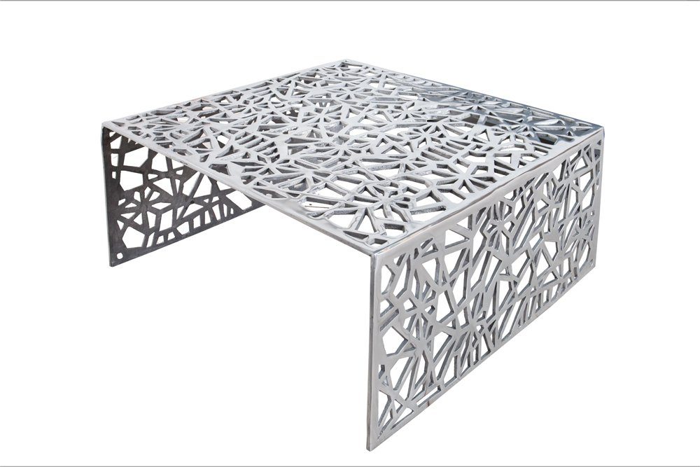 ABSTRACT · 60cm riess-ambiente · Wohnzimmer silber, Metall Design Modern · Handarbeit eckig Couchtisch · Gap ·