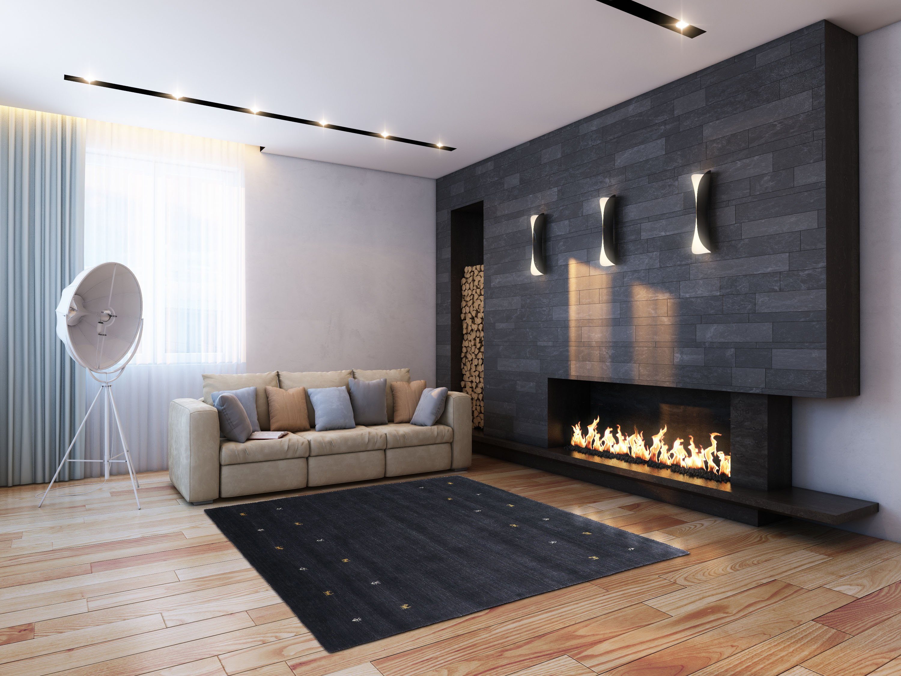 carpetfine Wollteppich "Gabbeh-Uni" quadratisch 15 mm Höhe reine Wolle, han günstig online kaufen