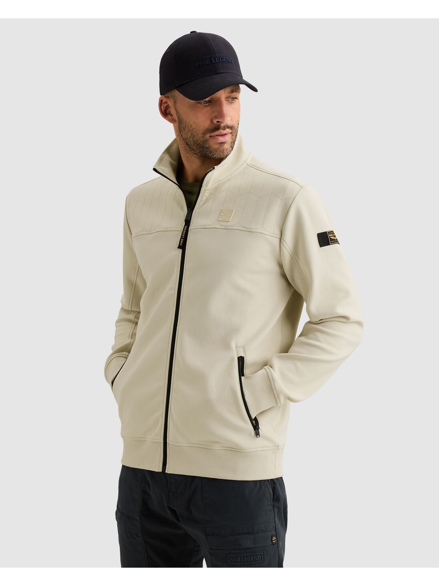 PME LEGEND Sweatjacke Seitliche Reißverschlusstaschen, vordere Passe mit dezenten Ziernähten