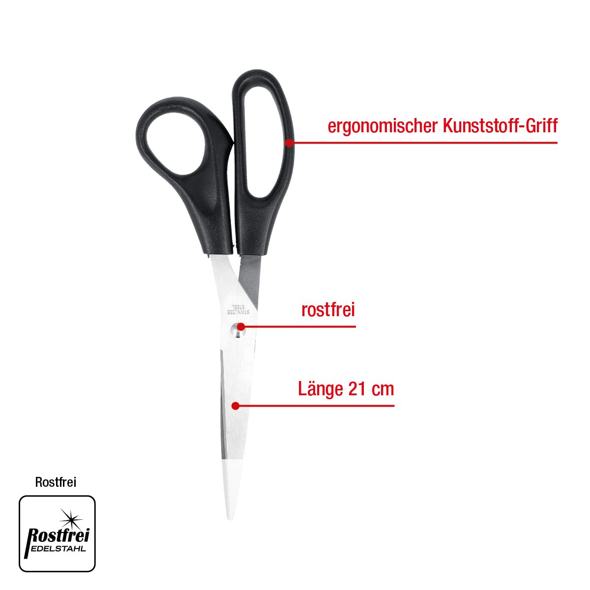 EUROHOME Haushaltsschere Universalschere rostfrei - Schere - Mehrzweckschere - Haushaltshelfer, (1-tlg., Küchenschere 21 cm), Allzweckschere Küche mit ergonomischem Griff