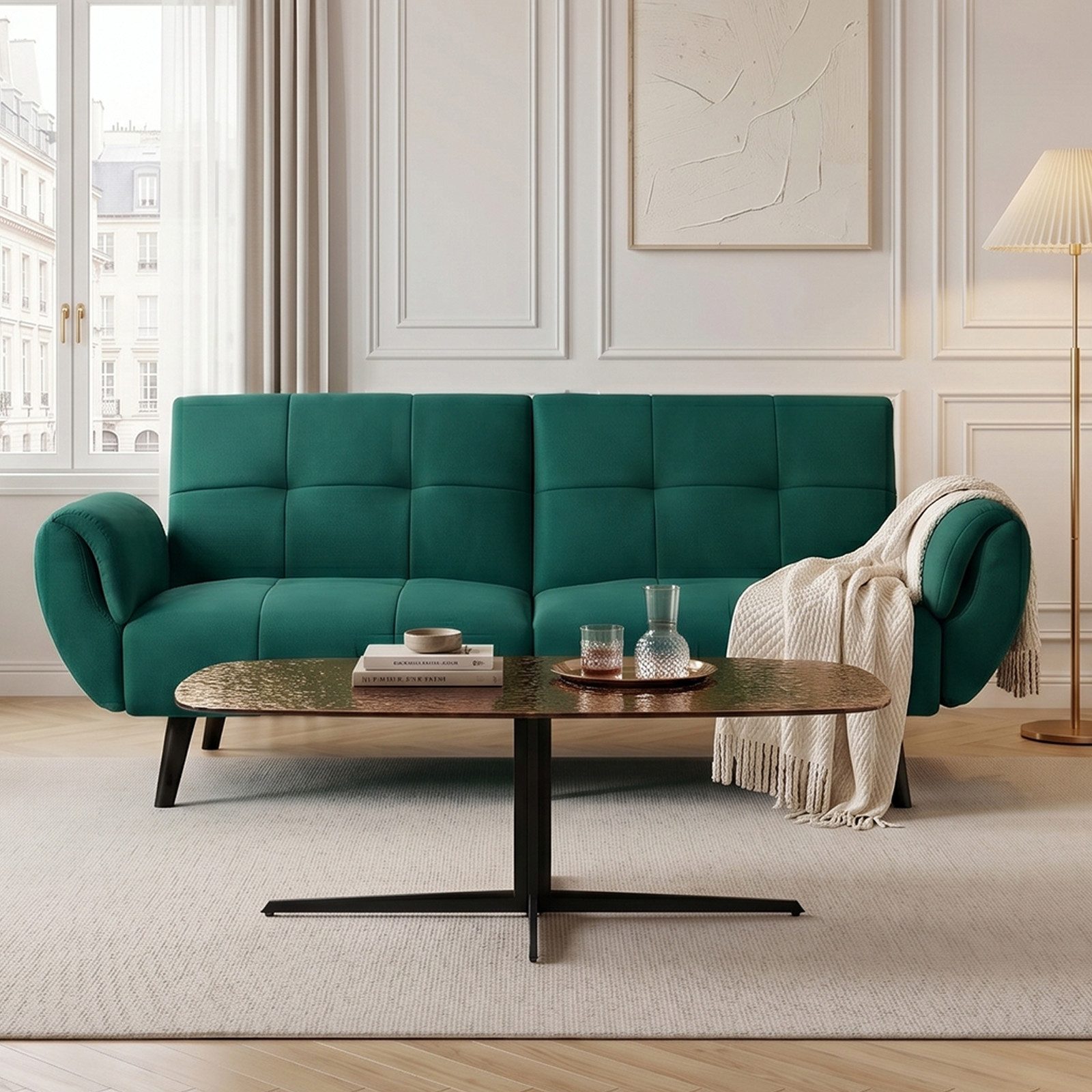 Jiexi 3-Sitzer Sofa Mit Schlaffunktion, Klappsofa Sofa 3 Sitzer, Geeignet Wohnzimmer