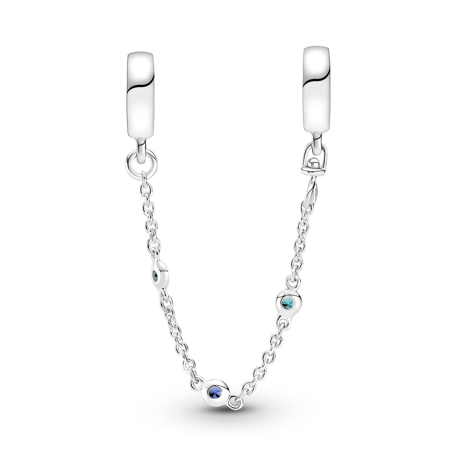 Pandora Kettenanhänger 791688C01-05, Sicherheitskette Silber Dreifacher Blauer Stein