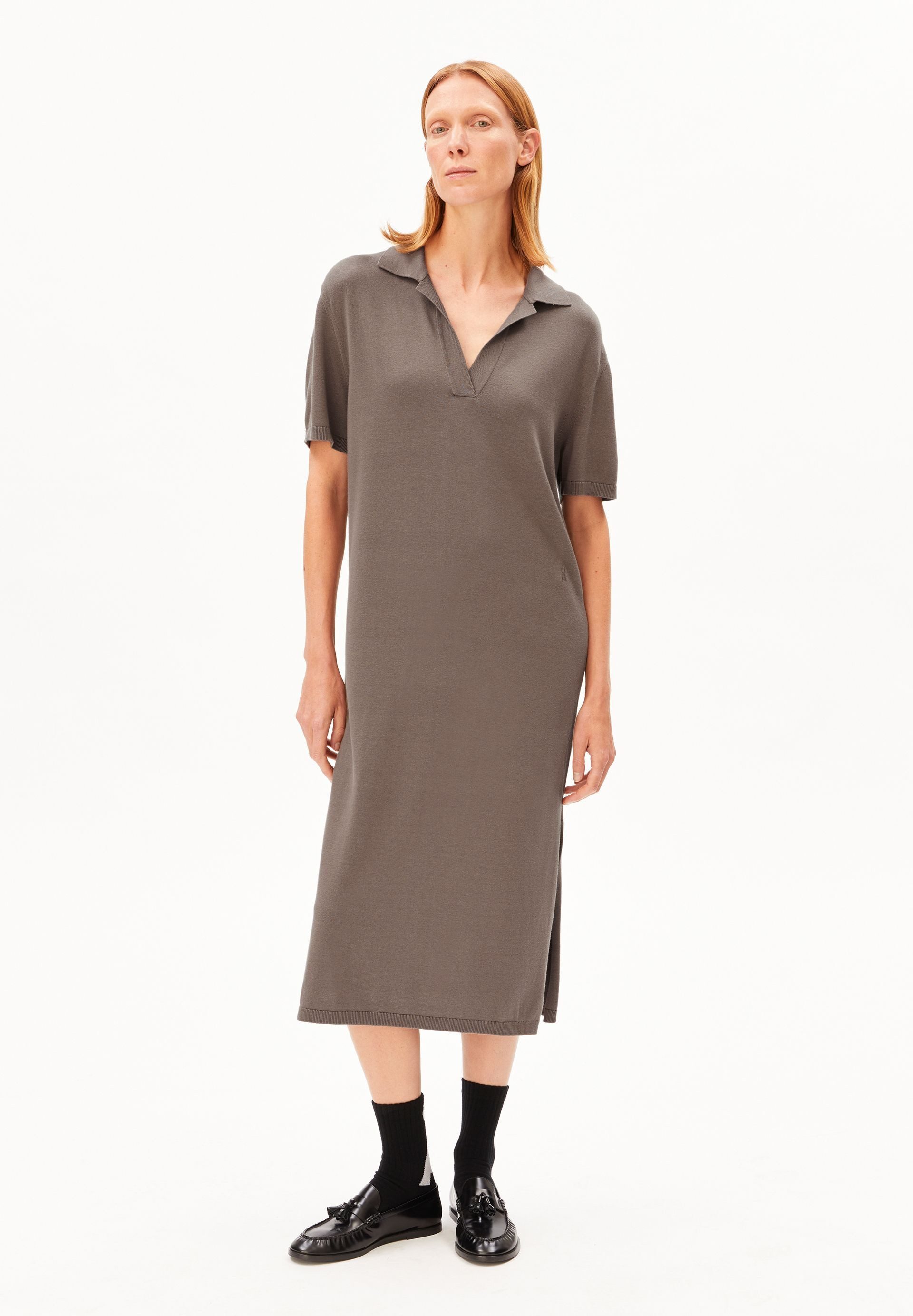 Armedangels Strickkleid FINE POLO Strickkleid aus Bio-Baumwoll Mix Kragen