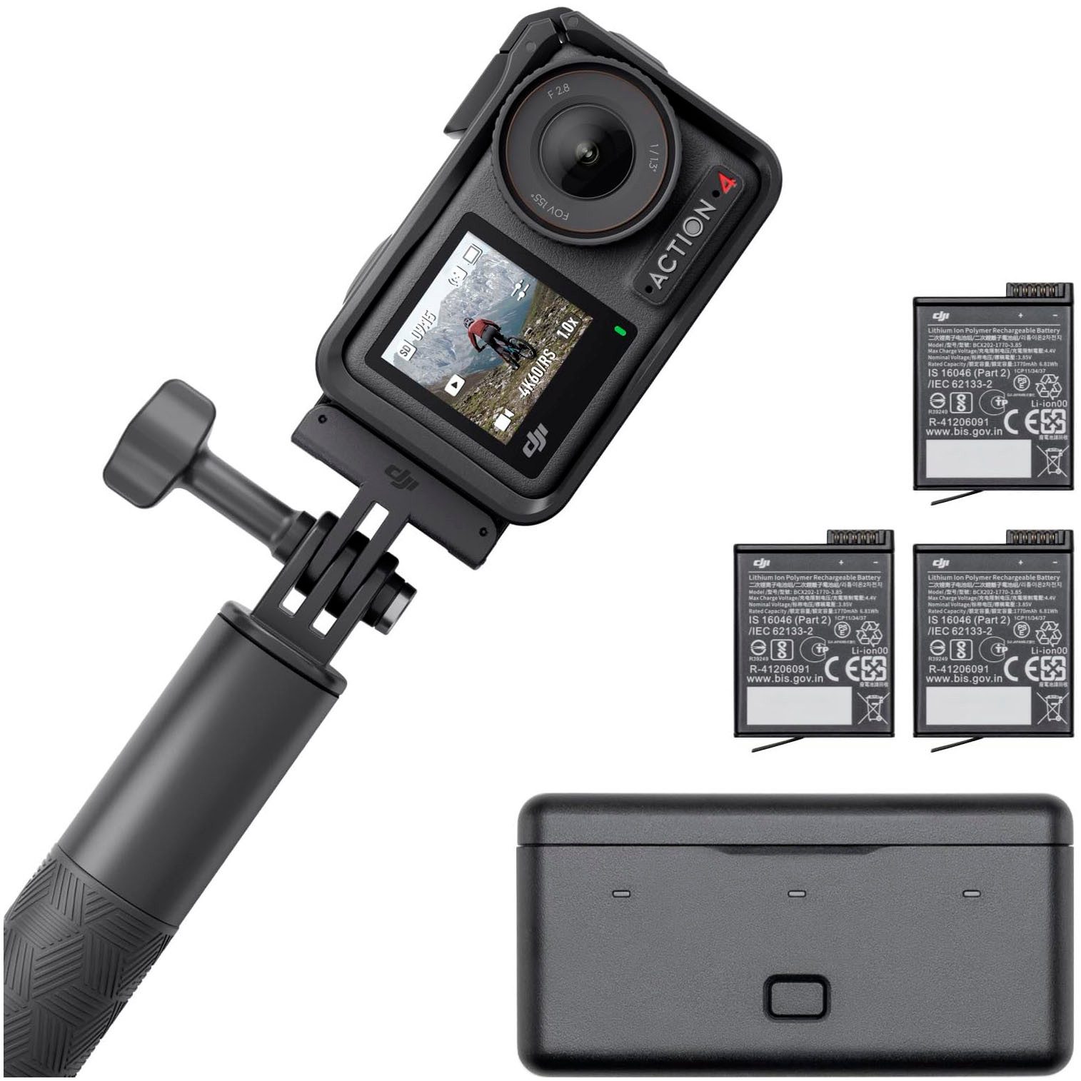 DJI Osmo Action 4 Adventure Combo Camcorder (4K Ultra HD, WLAN (Wi-Fi), Bluetooth)