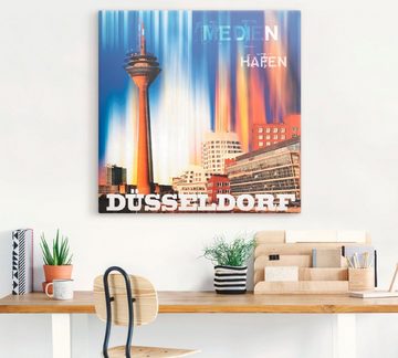 Artland Leinwandbild Düsseldorf Skyline Abstrakt 03, Deutschland (1 St), auf Keilrahmen gespannt