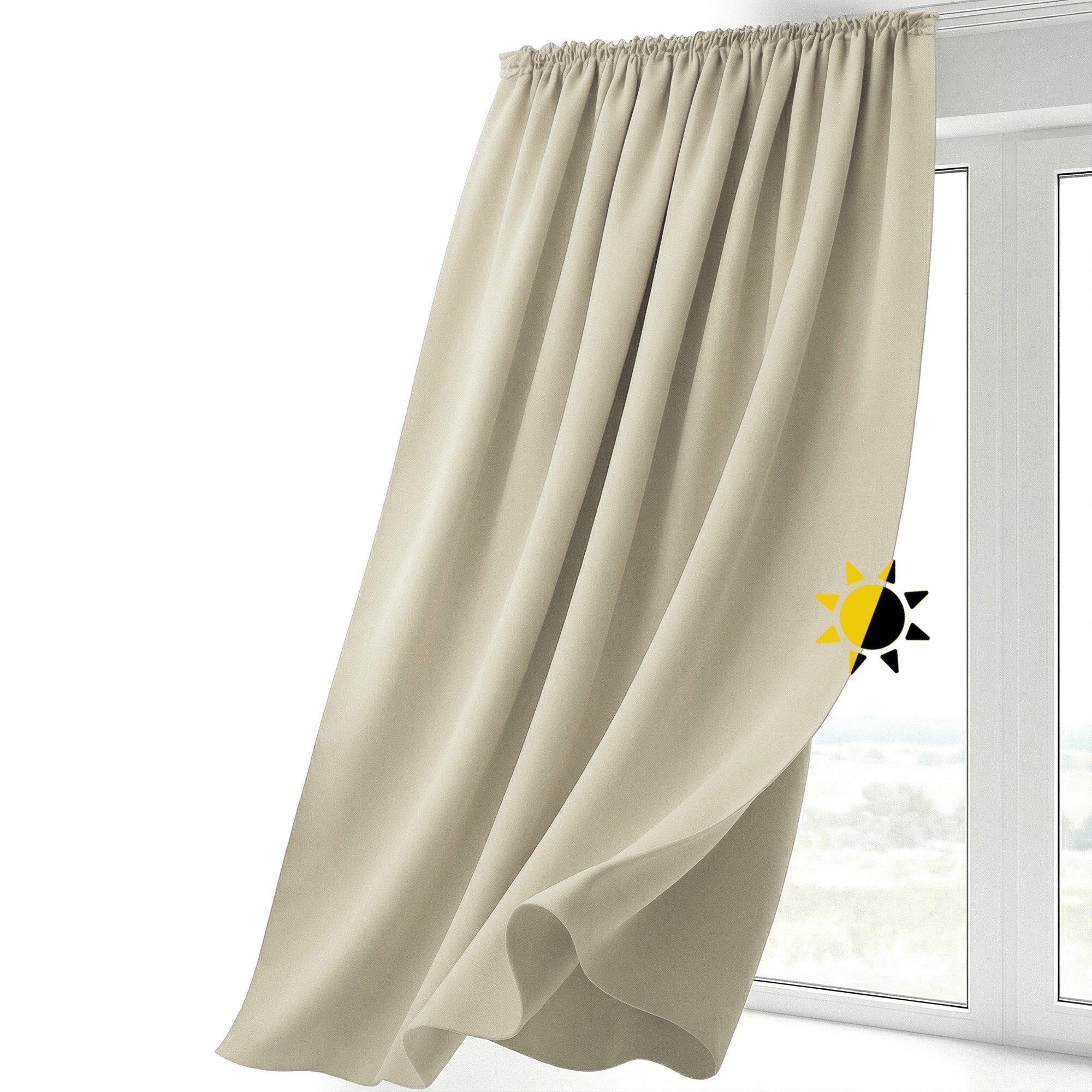 Beautex Verdunkelungsvorhang Verdunkelungsgardine Kräuselband Vorhang blickdicht abdunkelnd (1 St), Kräuselband, verdunkelnd. € 19,99