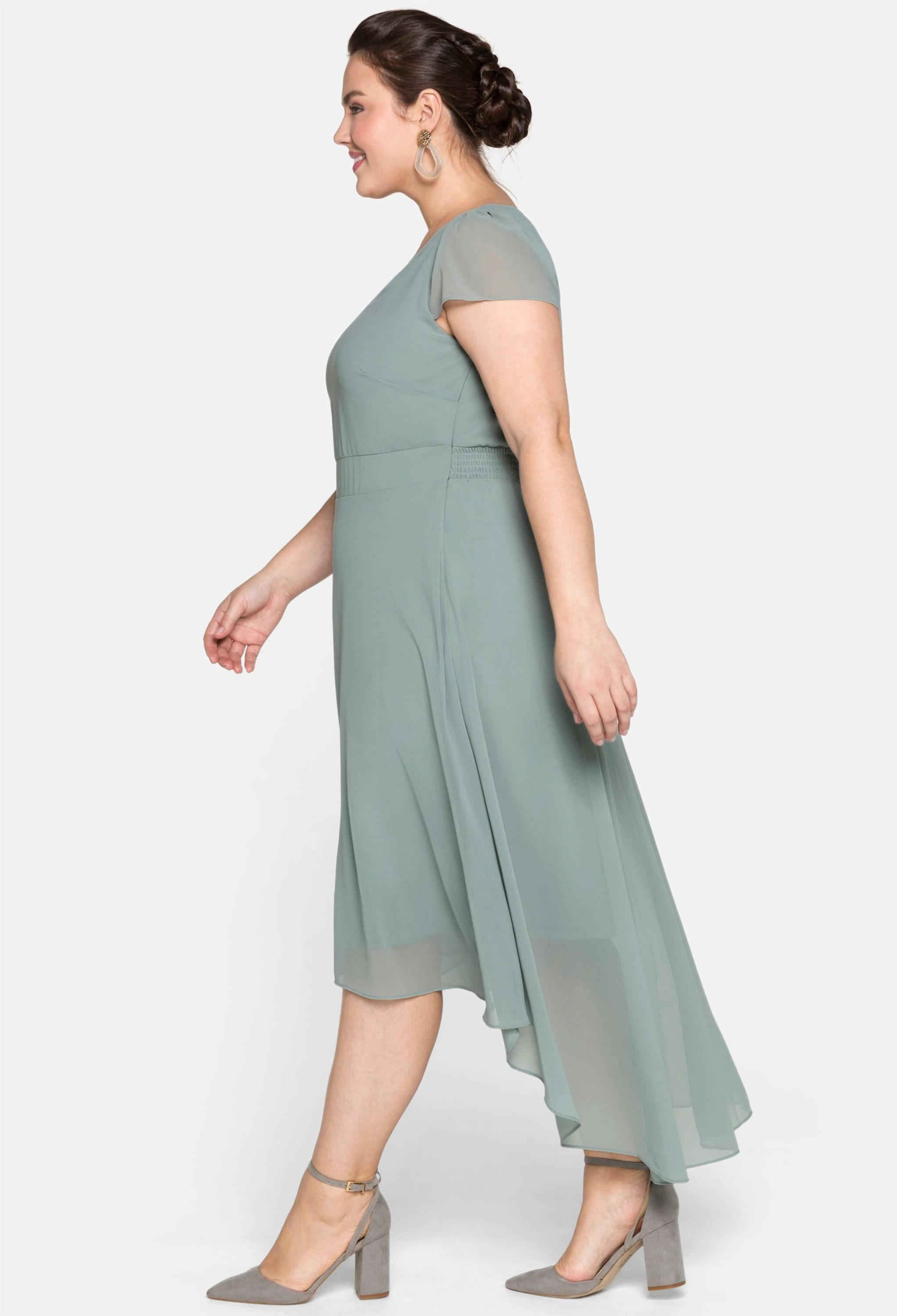 Sheego Etuikleid Abendkleid Kurzarm mit Flügelärmeln