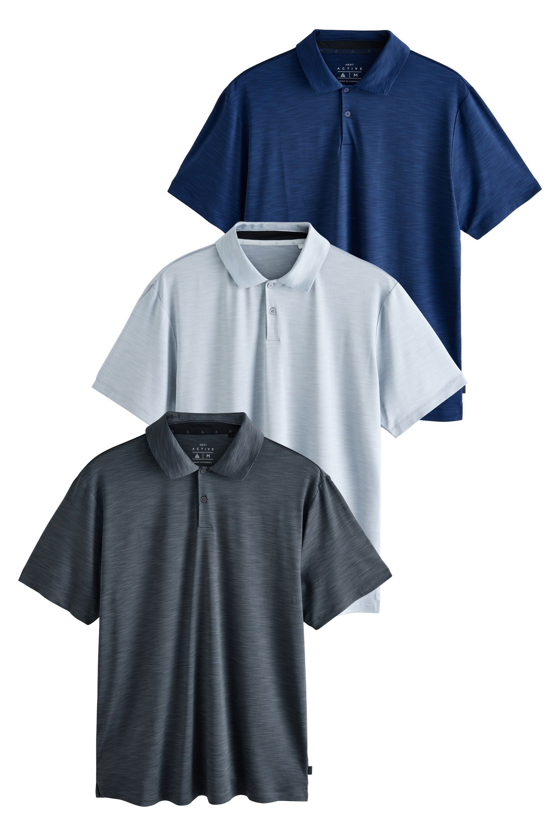 Next Poloshirt 3er-Pack Active Golf Mesh-Poloshirts (3-tlg)