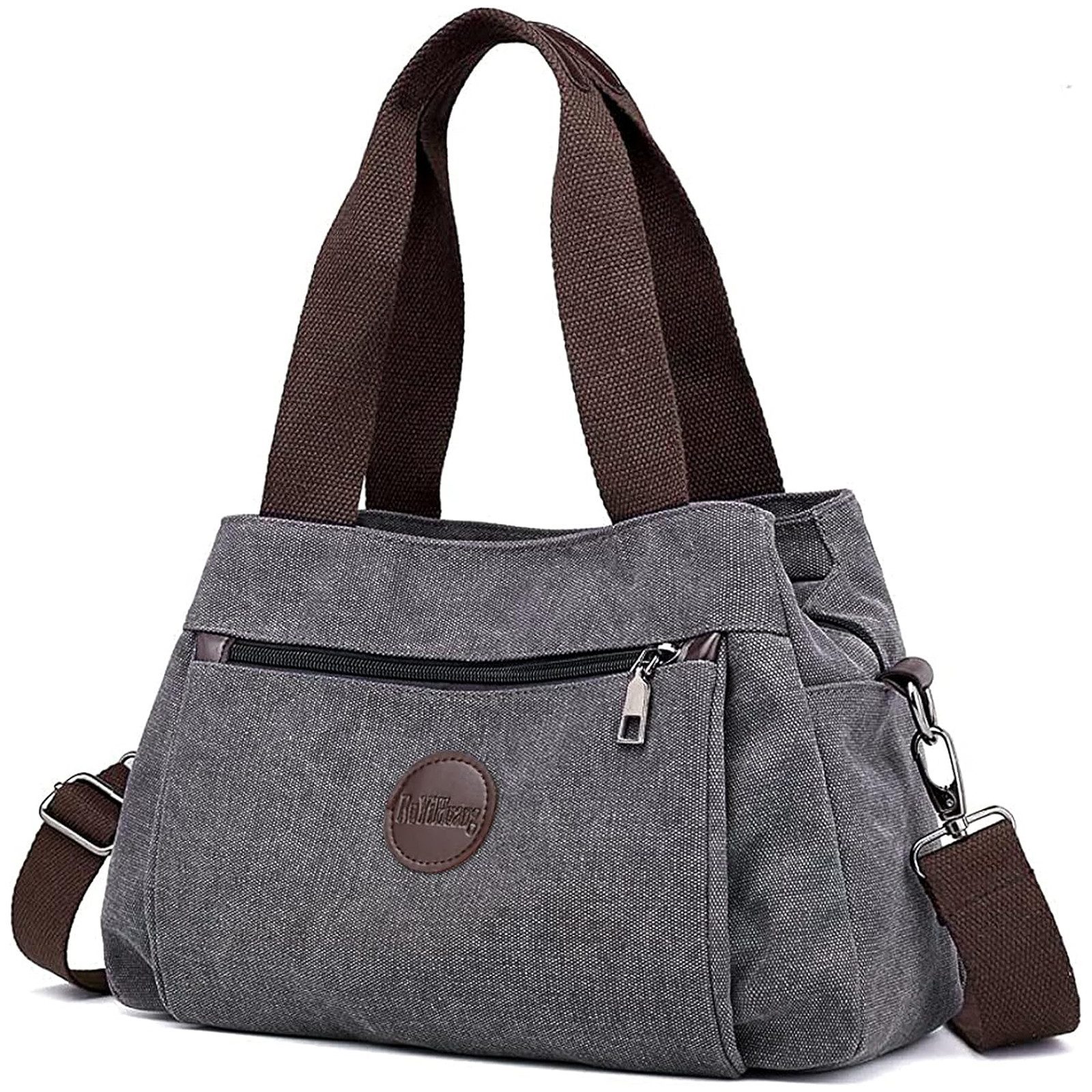 HAUSS SPOLE Schultertasche Damen Henkeltasche Tragetasche Aktentasche Tasche Shopper Leinen (1-tlg., 32 x 12 x 22 cm, 3 große Reißverschlusstaschen), für die Büroarbeit, die Schule, Reisen, Partys und den Strand