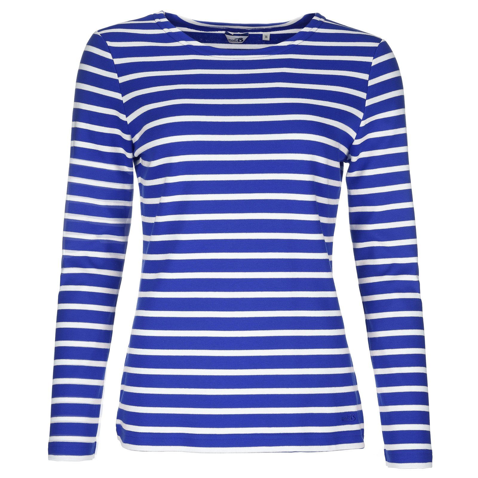 modAS Langarmshirt Damen weiß Baumwolle mit / Bretonisches Streifen (73) royal Langarm-Shirt Streifenshirt