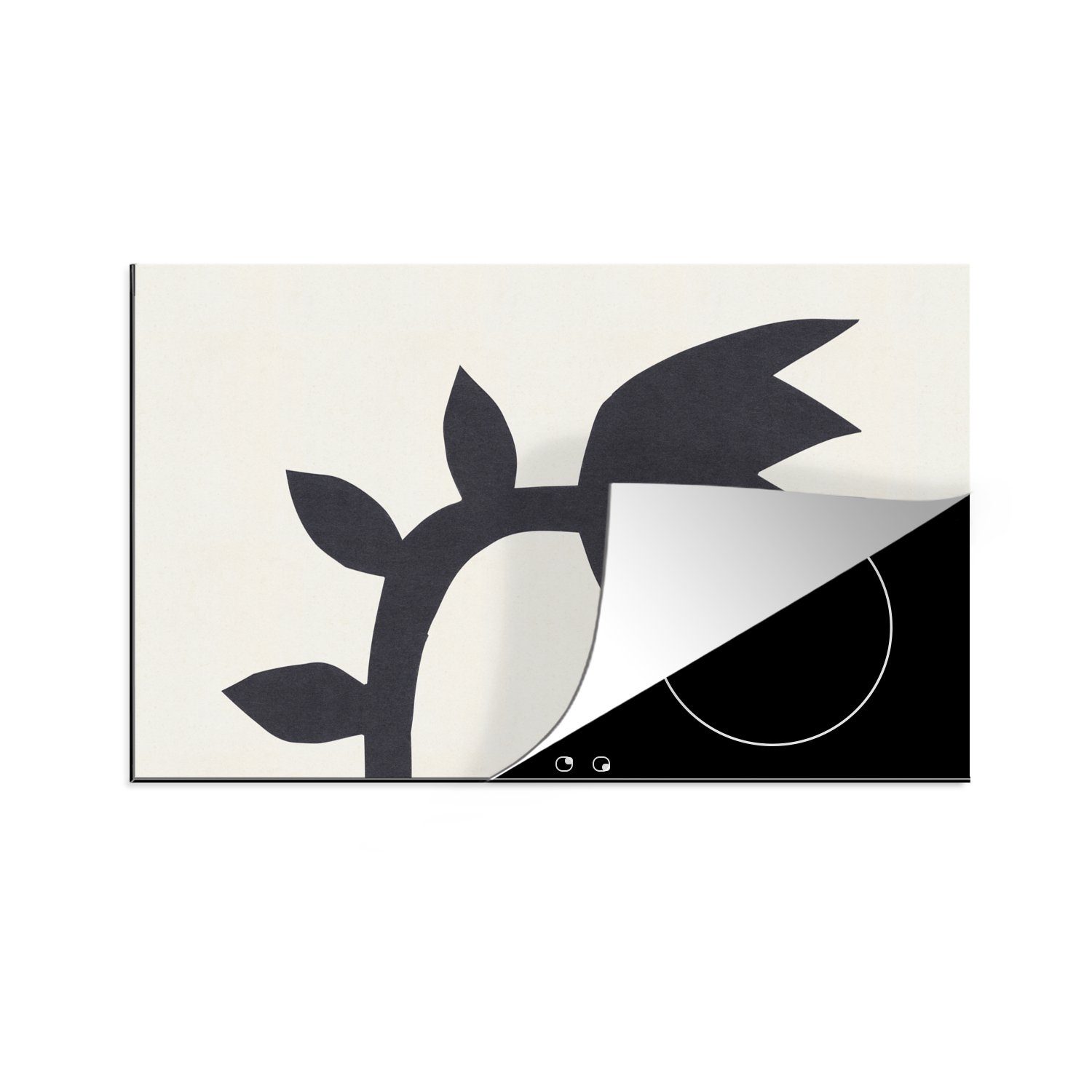 MuchoWow Herdblende-/Abdeckplatte küche tlg), Ceranfeldabdeckung, Vinyl, für cm, - Schwarz Weiß Arbeitsplatte (1 - Blumen, Tulpen 83x51 