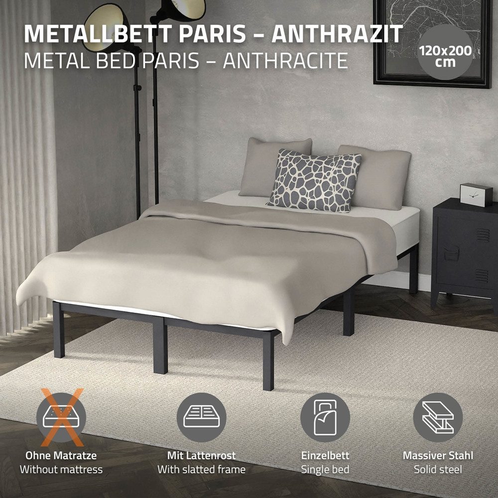 ML-DESIGN Metallbett Bettgestell Bettrahmen Stahlrahmen mit Lattenrost Meta günstig online kaufen