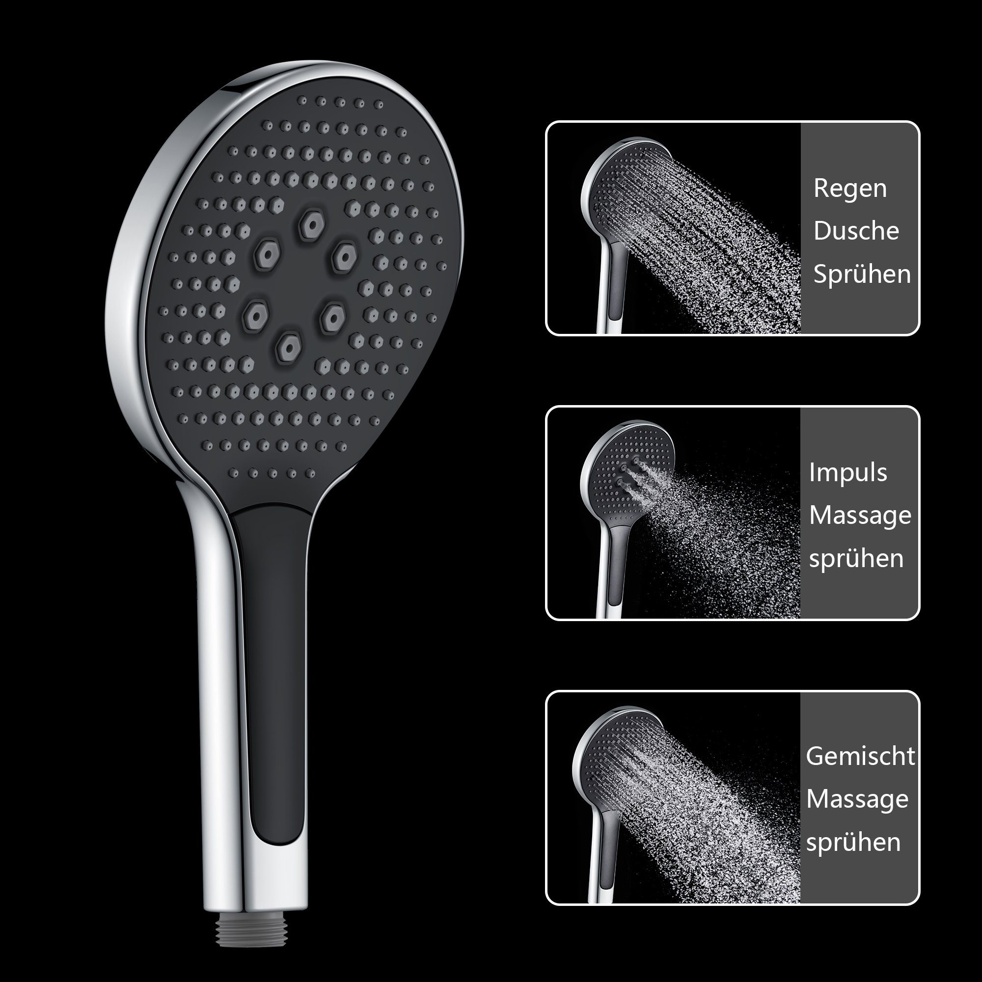 Sumerain Handbrause Duschkopf Schwarz, (Duschkopf schwarz, duschkopf drucke günstig online kaufen