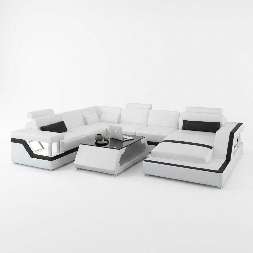 JVmoebel Wohnlandschaft Modernes Ledersofa mit USB-Anschluss und zeitgemäßem Design, Made in Europa