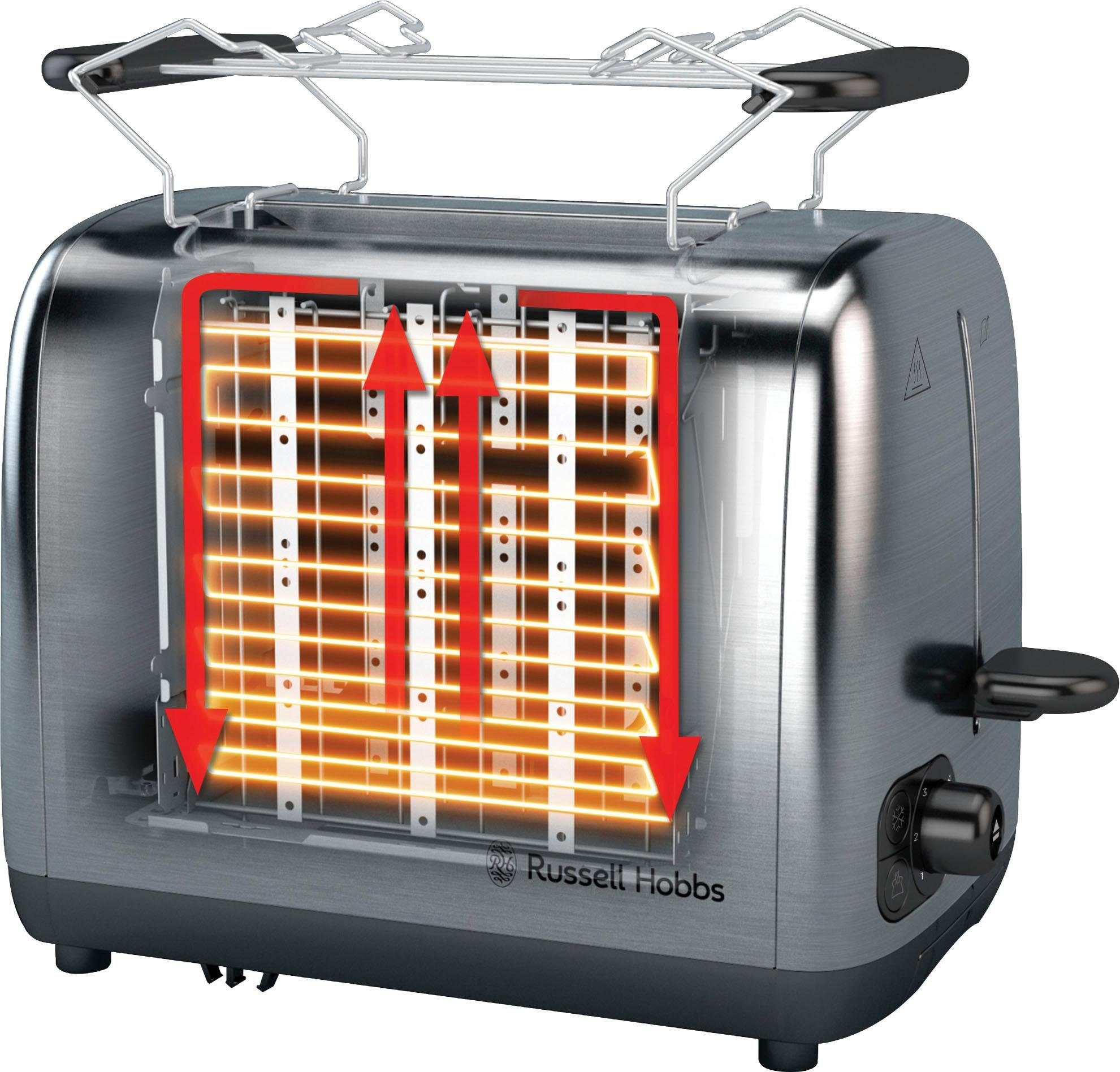 RUSSELL HOBBS Toaster Adventure 24080-56, 2 kurze Schlitze, für 2 Scheiben, 850 W, Edelstahl gebürstet