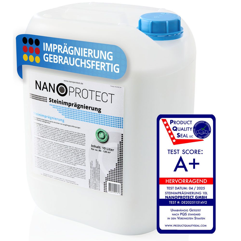 Nanoprotect Steinimprägnierung Naturstein-Imprägnierung (Steinimprägnierung für 80 - 120 qm), Unsichtbare Imprägnierung - Made in Germany