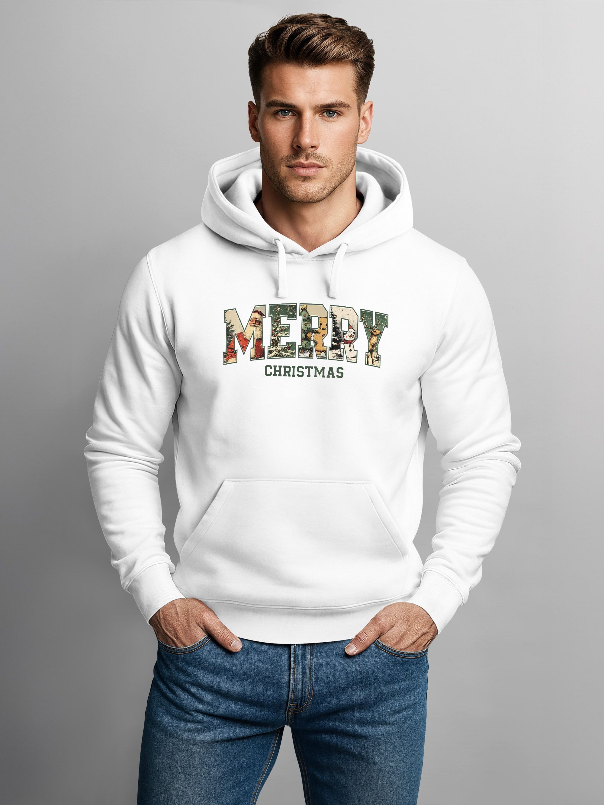 Neverless Hoodie Hoodie Herren Weihnachtspulli Aufdruck Merry Christmas XMA günstig online kaufen