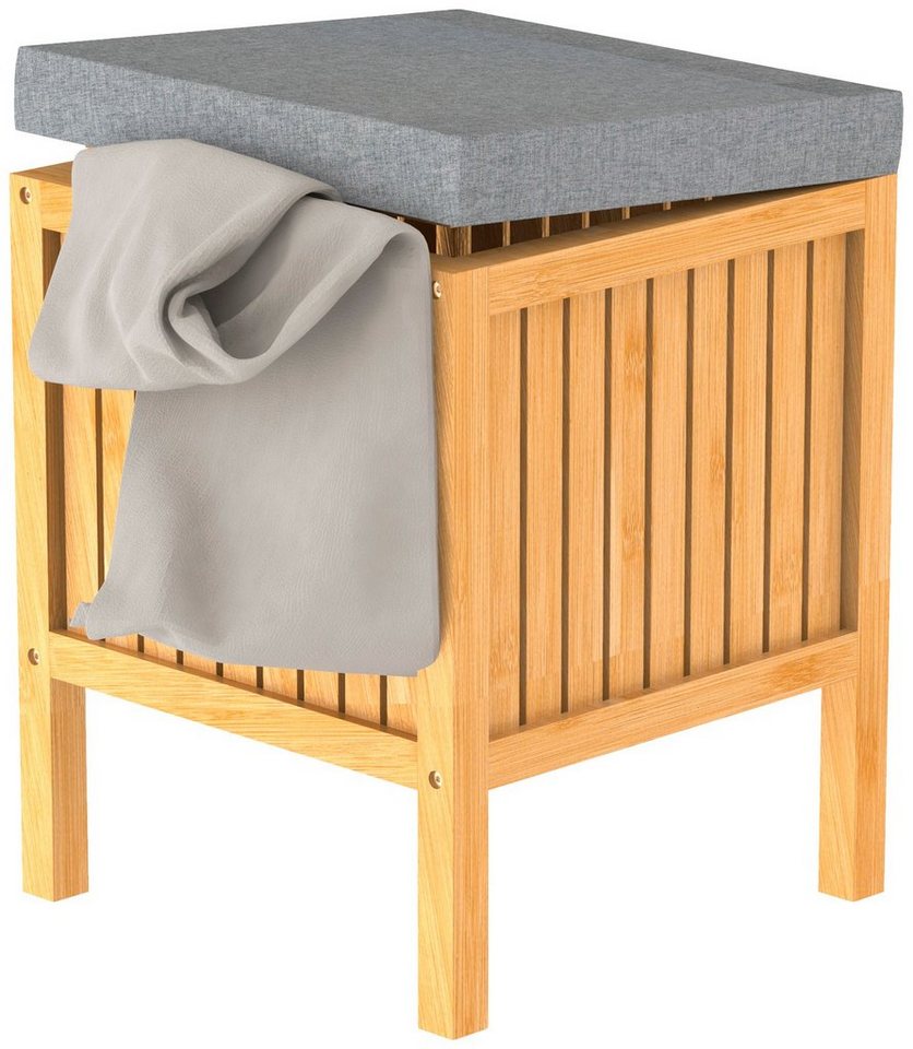 Eisl Badhocker »Bambus«, Wäschesammler mit Sitzkissen, nachhaltige Badmöbel Bambus-kaufen