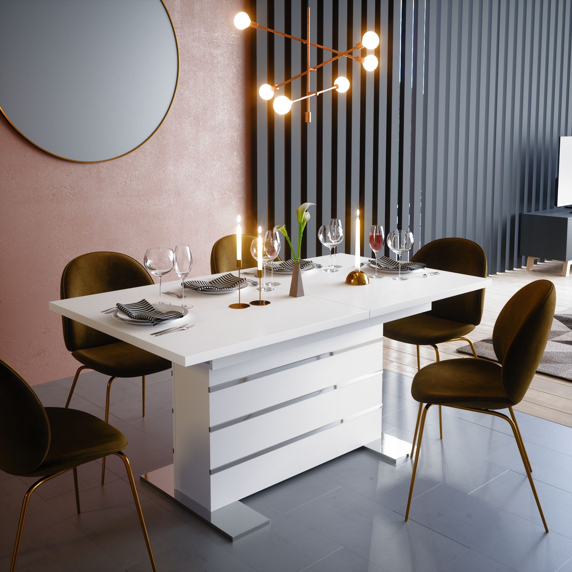 Newroom Esstisch Weiß 160 cm