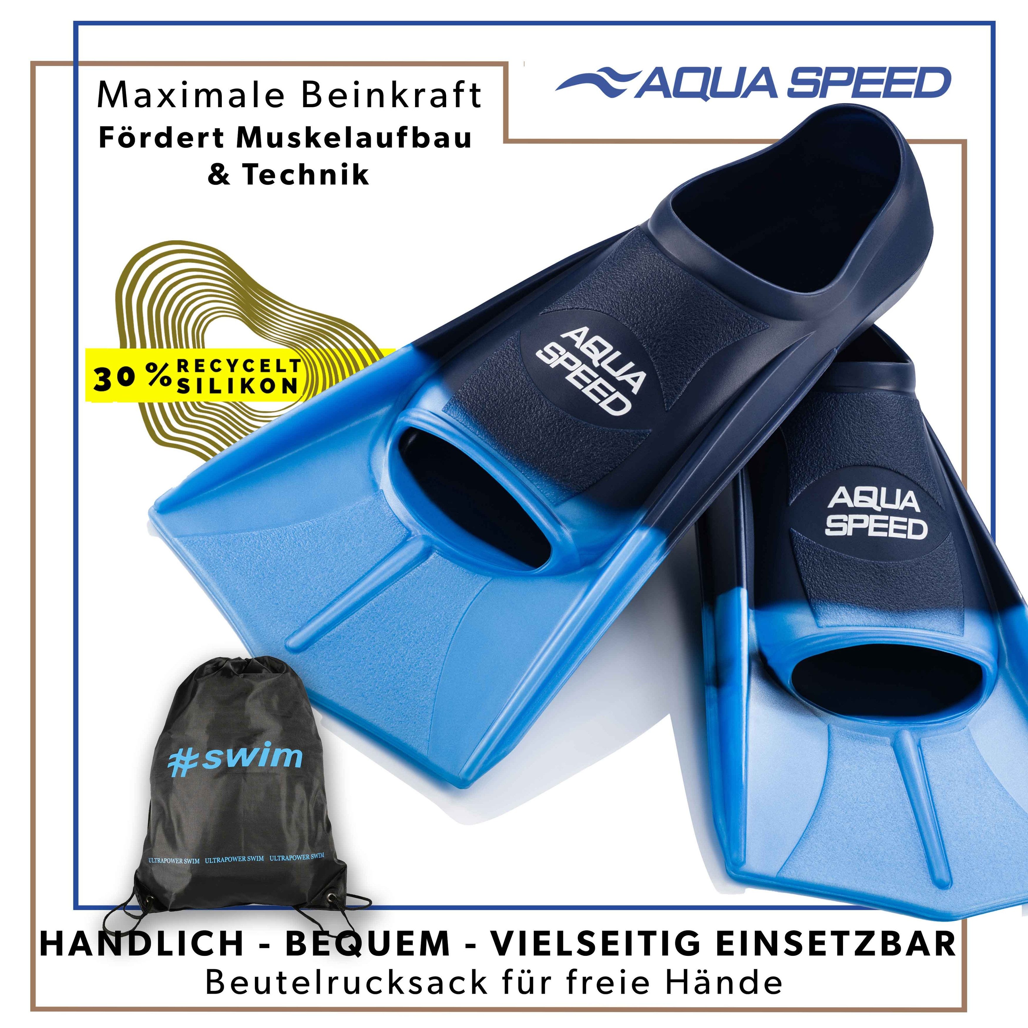 Aqua Speed Flosse Kurze Trainingsflossen Hoher Vortrieb Perfekt für Schwimmtraining, Maximale Kraftübertragung durch verstärkte Seitenelemente