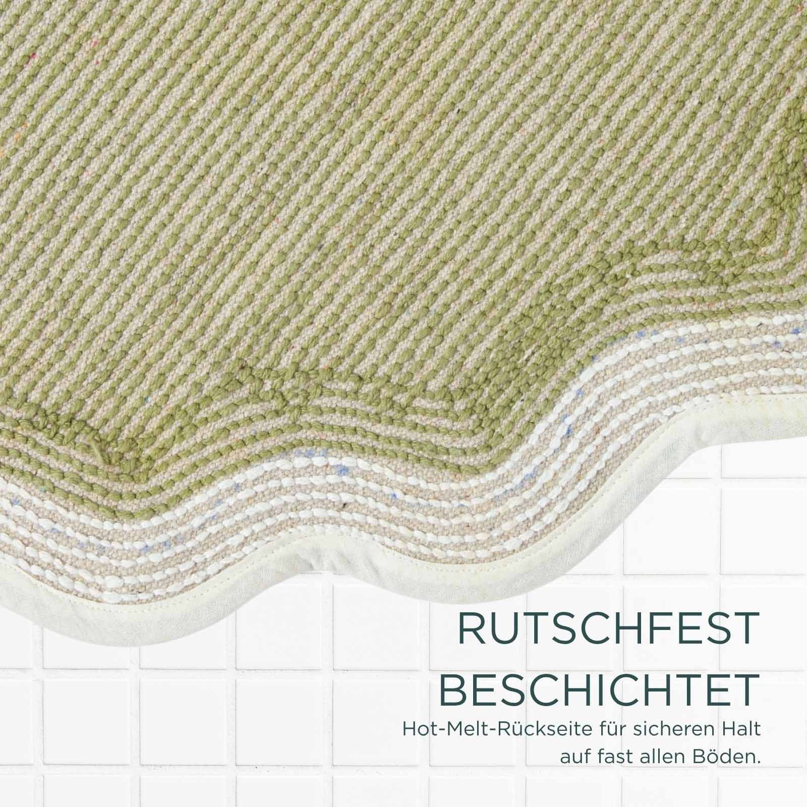 Homescapes Badematte Badematte rund mit Wellenrand 70 cm - Runder Badteppich grün, Höhe 10 mm, 70 cm – Bild 4 von 5
