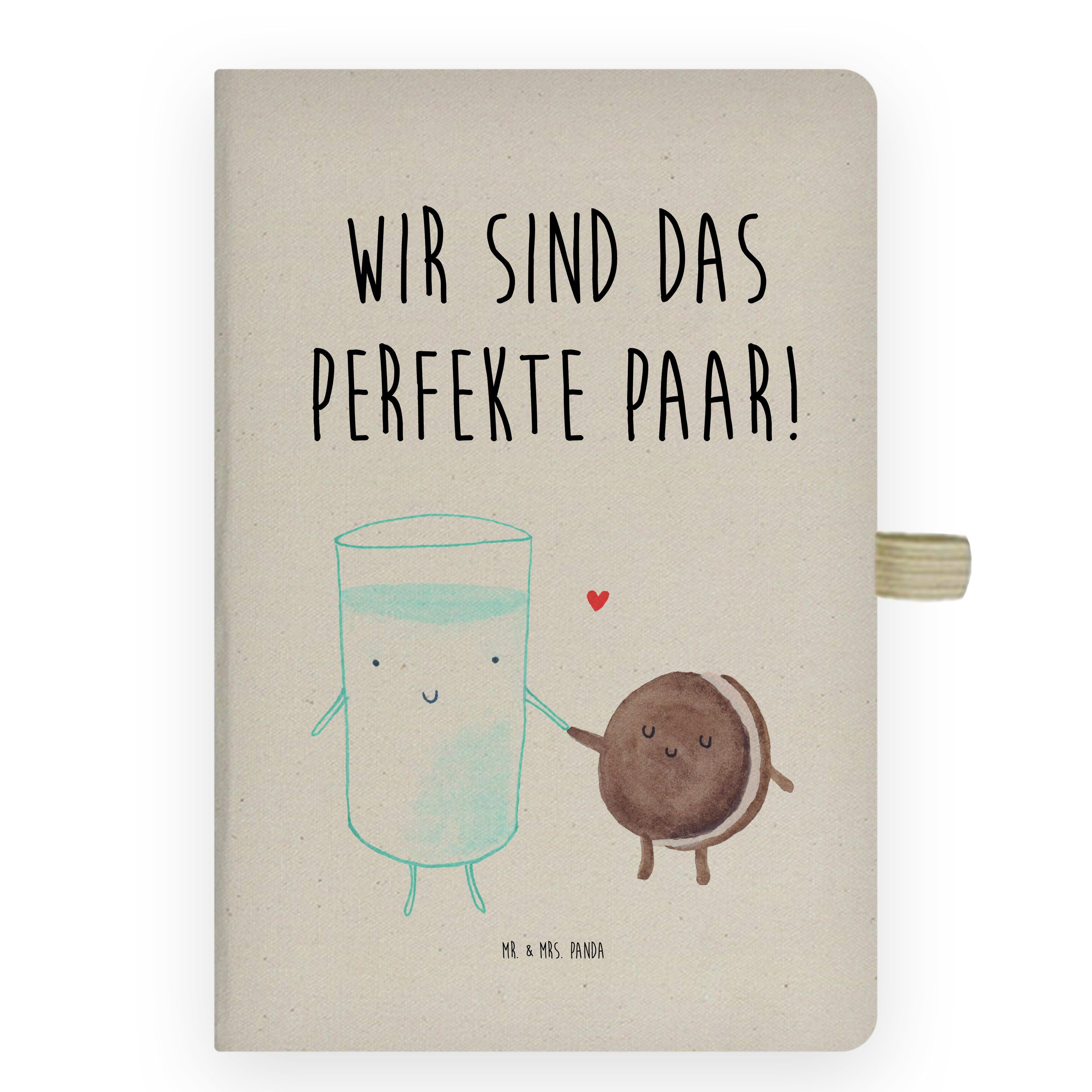 Mr. & Mrs. Panda Notizbuch Milch & Keks - Transparent - Geschenk, Notizblock, Adressbuch, Motiv Mr. & Mrs. Panda