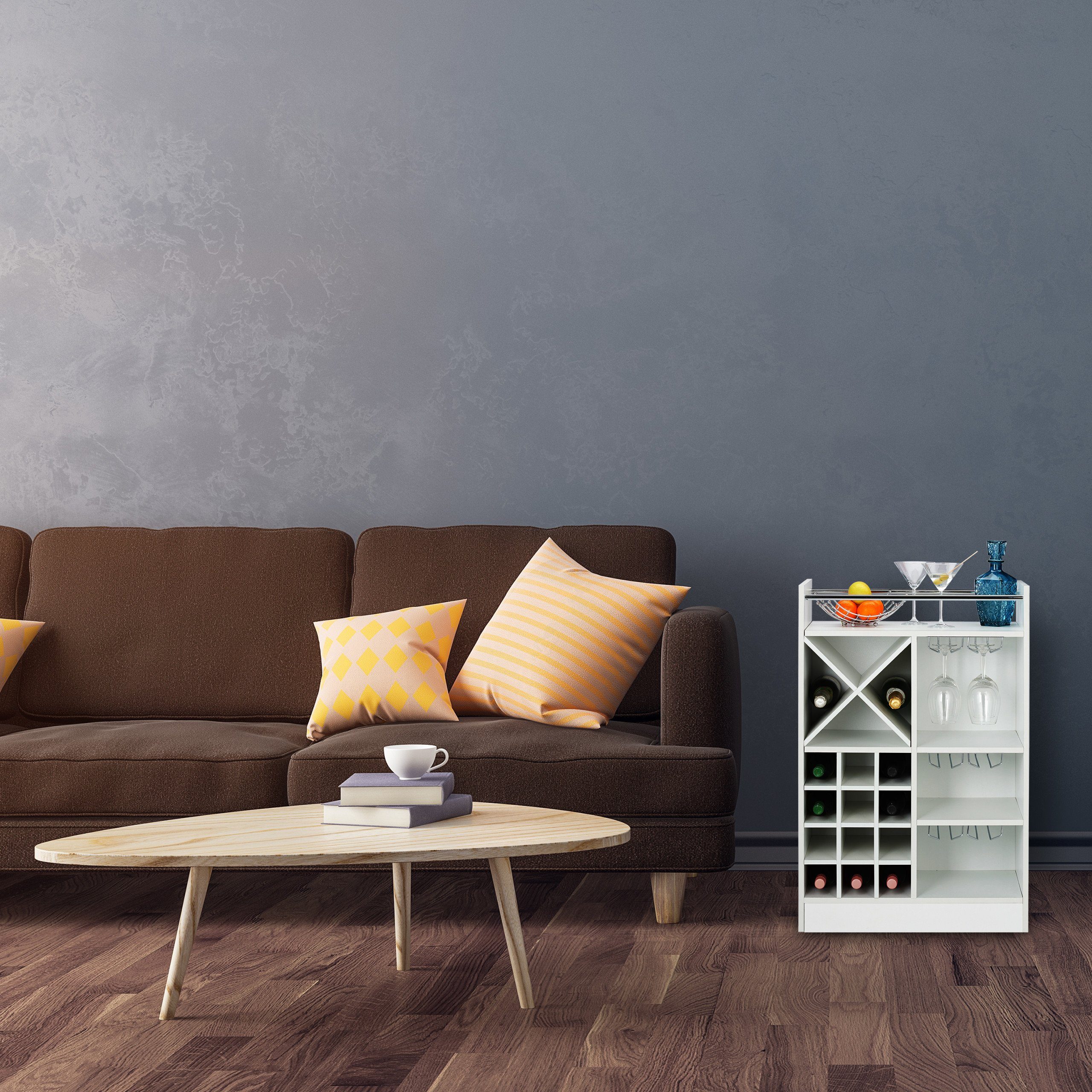 relaxdays Weinregal Großes Weinregal mit Weinglashalter, günstig online kaufen