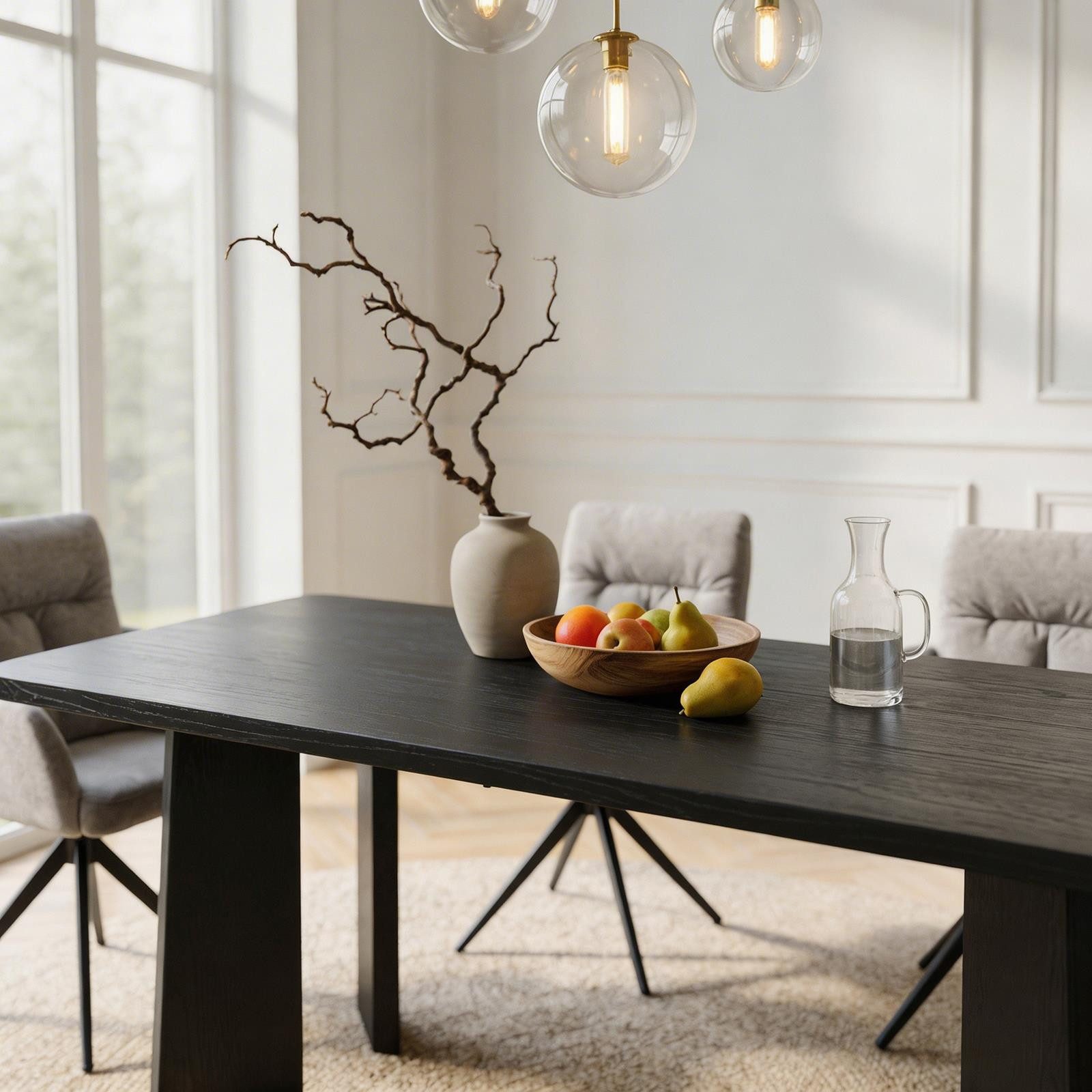 IDIMEX Esstisch OLISES, Esszimmertisch 180x90 cm mit Designbeinen und Eiche-Furnier Schwarz