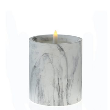 MARELIDA LED-Kerze LED Kerze in Marmoroptik Zement Wachs flackernd Timer H: 12cm grau (1-tlg)