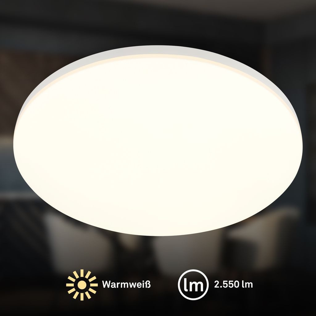 Briloner Leuchten LED Deckenleuchte LED Deckenlampe, LED fest integriert, 3000K - Warmweiß, 36x6,5 cm, Wohnzimmer, Schlafzimmer, Flur, Küche