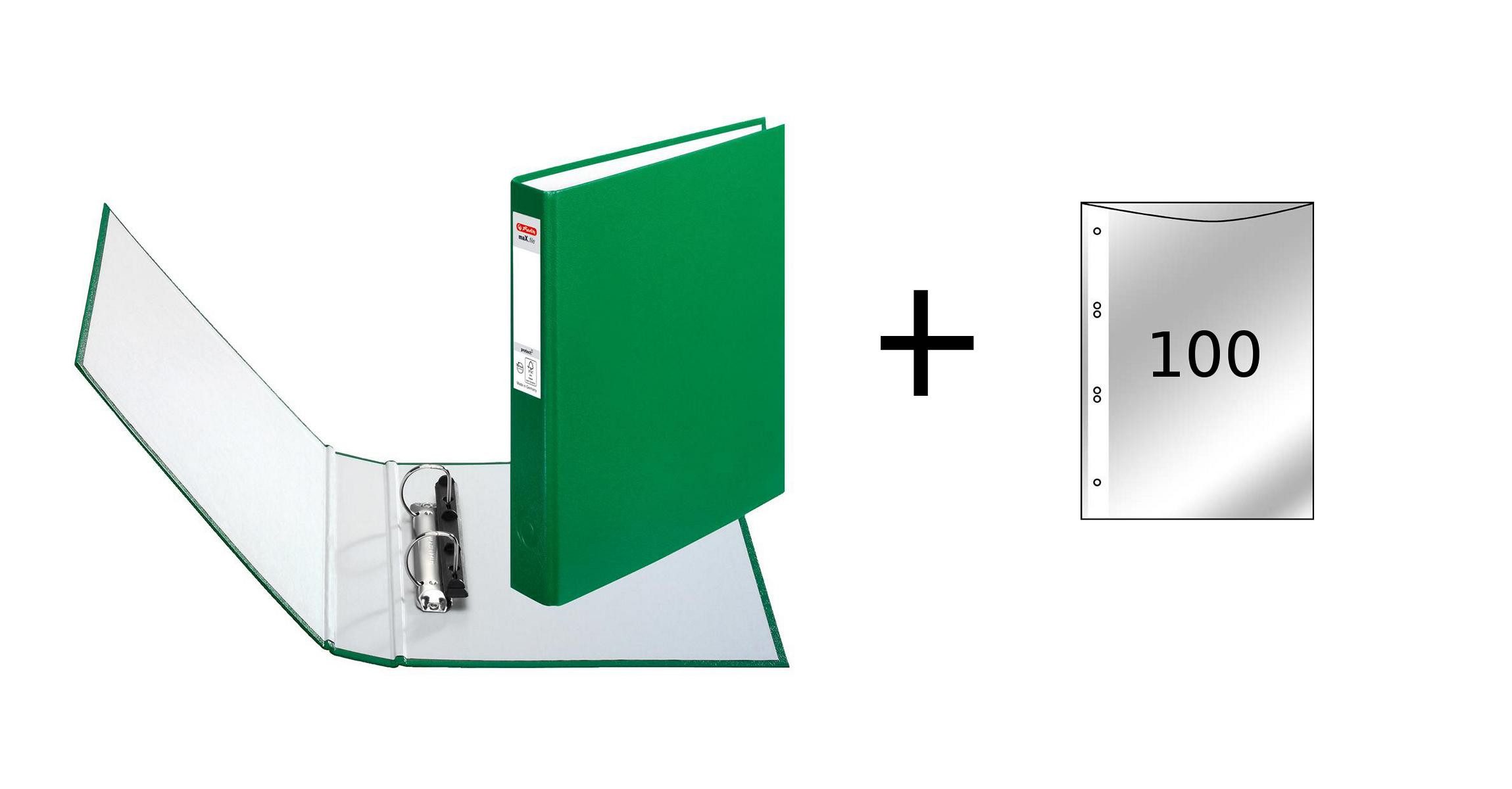 Herlitz Aktenordner Herlitz Ringbuch / DIN A5 mit 2-Ringe / incl. 100 Prospekthüllen / Far