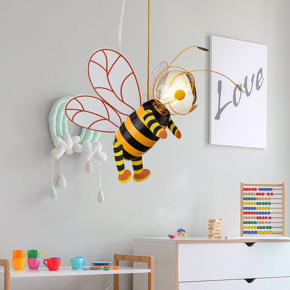 Globo LED Pendelleuchte, Leuchtmittel inklusive, Biene Kinderzimmerlampe H warmweiß Warmweiß, 120cm Pendelleuchte Hängelampe LED