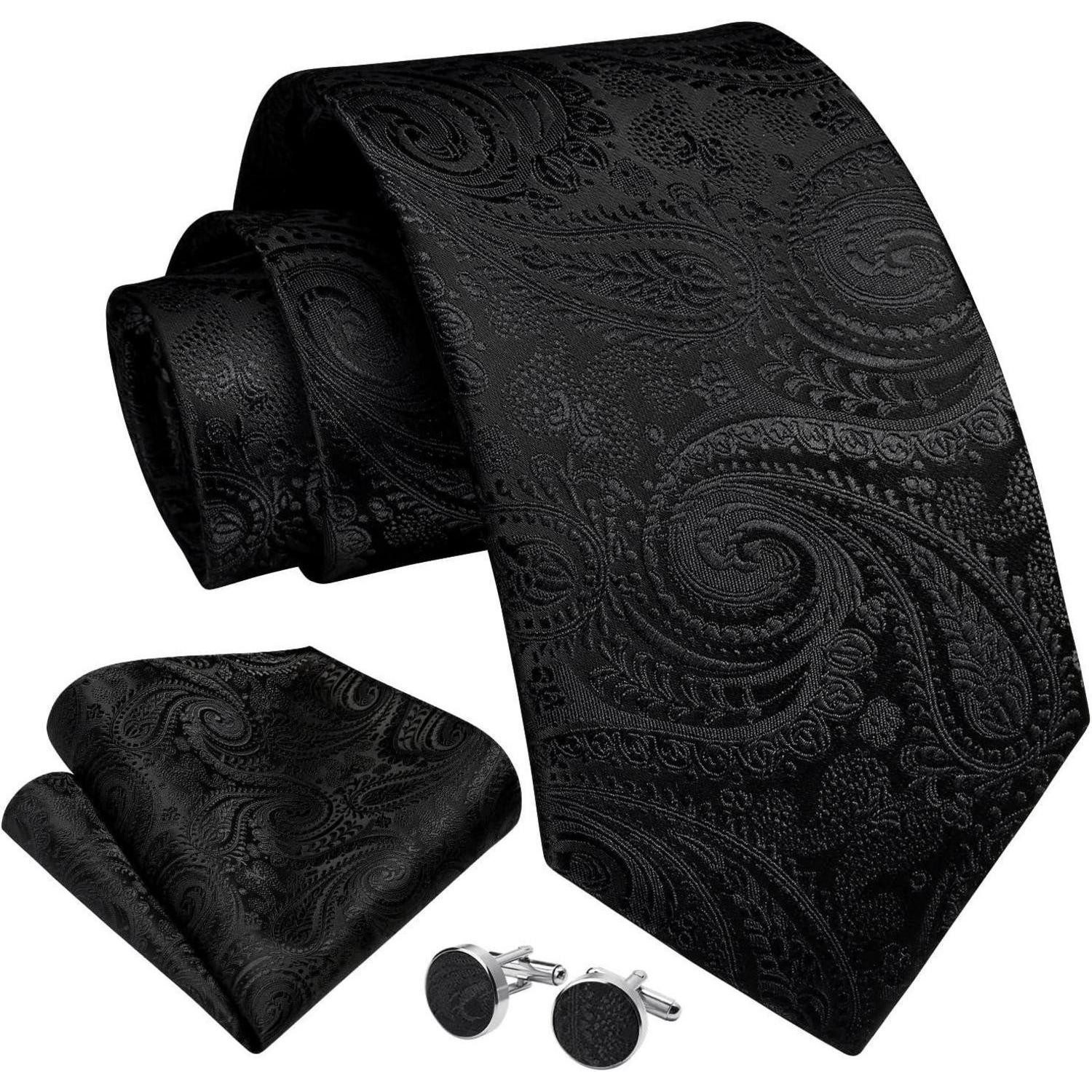 LuxusKollektion Krawatte Krawatte Herren Paisley Hochzeit Set Schwarz-P Einheitsgröße