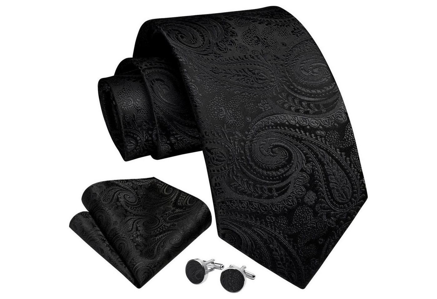 LuxusKollektion Krawatte Krawatte Herren Paisley Hochzeit Set Schwarz-P Einheitsgröße