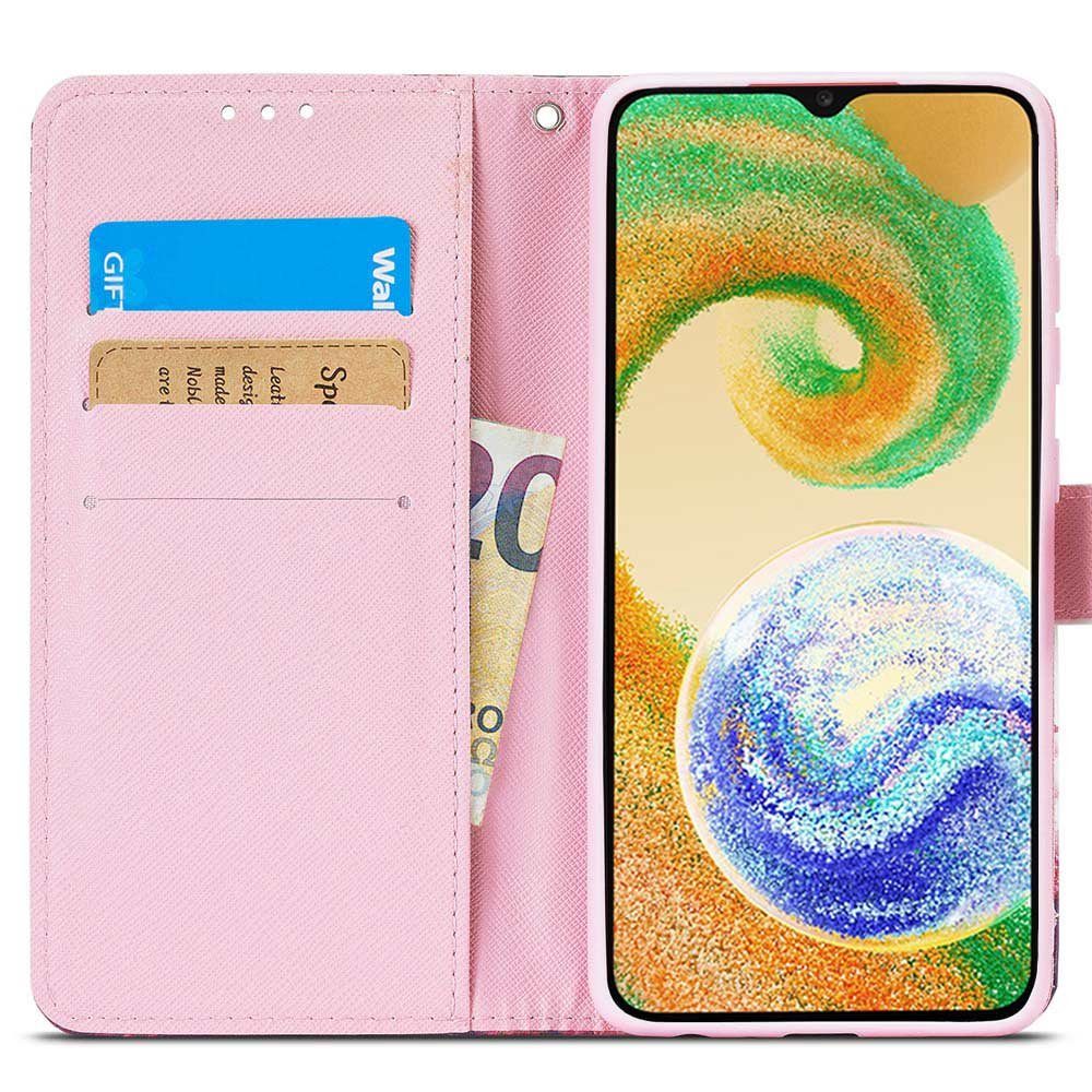 FITSU Handyhülle Handytasche für Samsung Galaxy A04s Schmetterling Motiv 6,5 Zoll, Flipcase für Samsung A04s Handyhülle, Handytasche mit Kartenfach