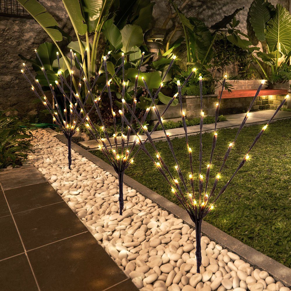 Solarlampen fest LED-Leuchtmittel 2x Solarleuchte, für 3 LED Warmweiß, Solarleuchte Außen Solar Gartendeko verbaut, Globo mit Lampe