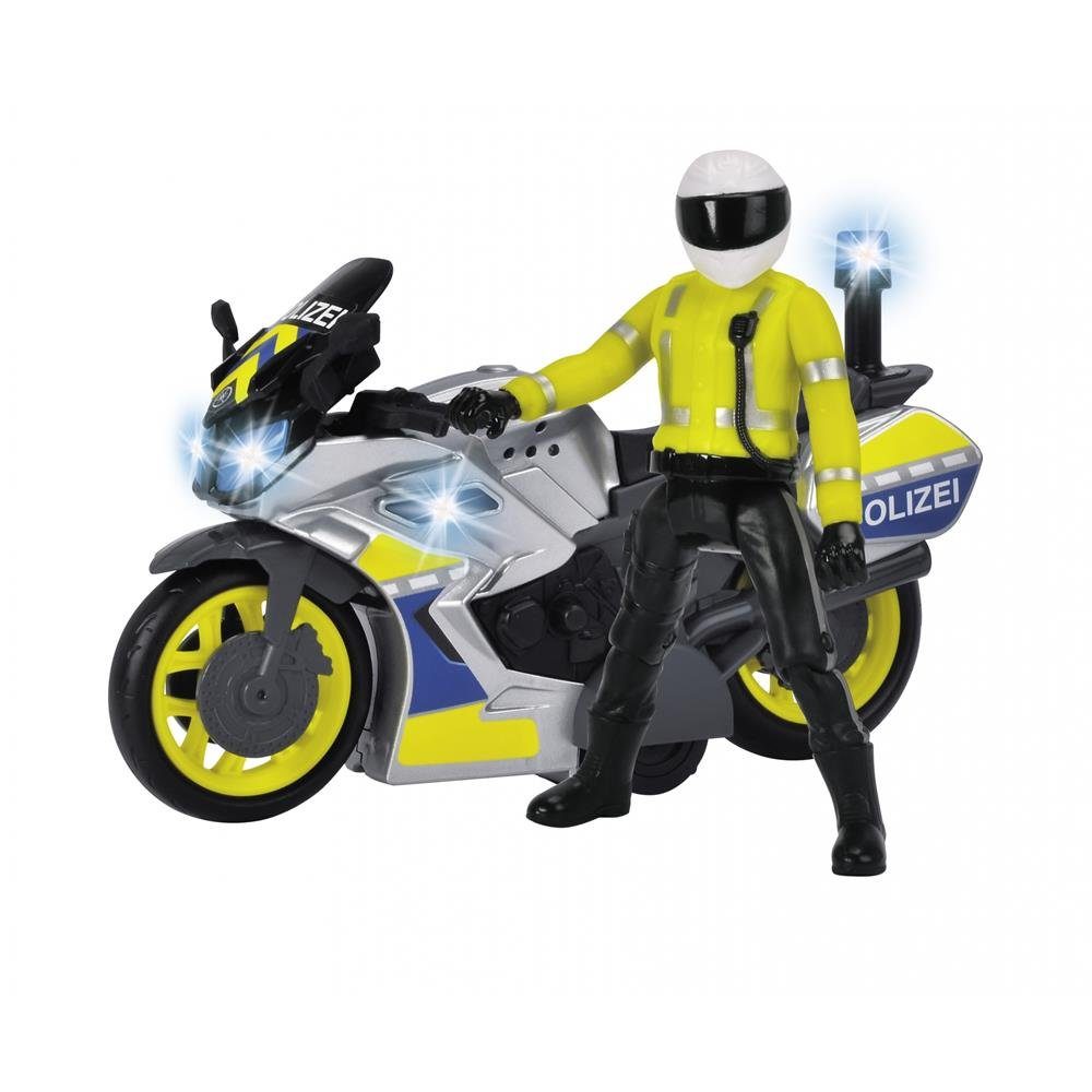 Dickie Toys Spielzeug-Motorrad Polizei Motorrad, Spielzeug Motorrad mit Polizisten-Figur, mit Blaulicht und Sirene